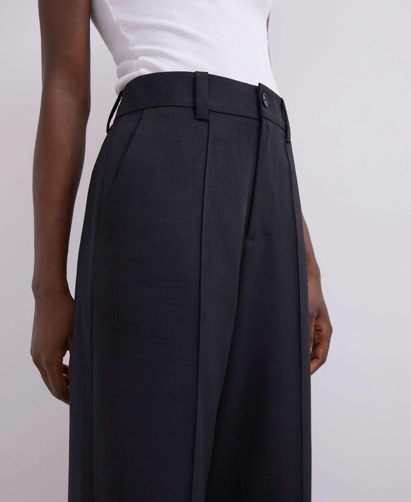 Women Trousers | Black High-Waisted Tailored Trousers by Spanish designer Adolfo Dominguez
