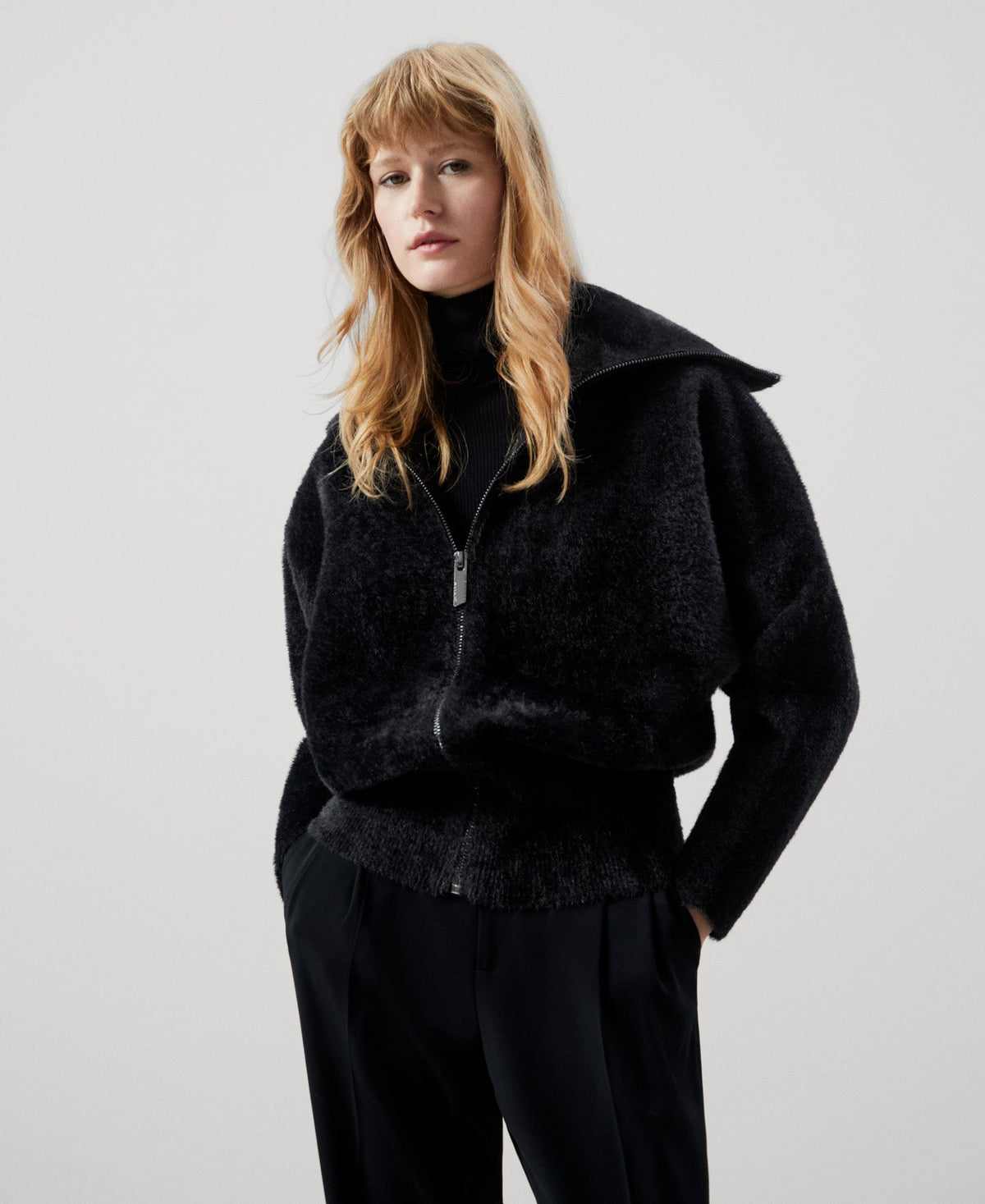 Women Knit Jacket | Black Jacket by Spanish designer Adolfo Dominguez