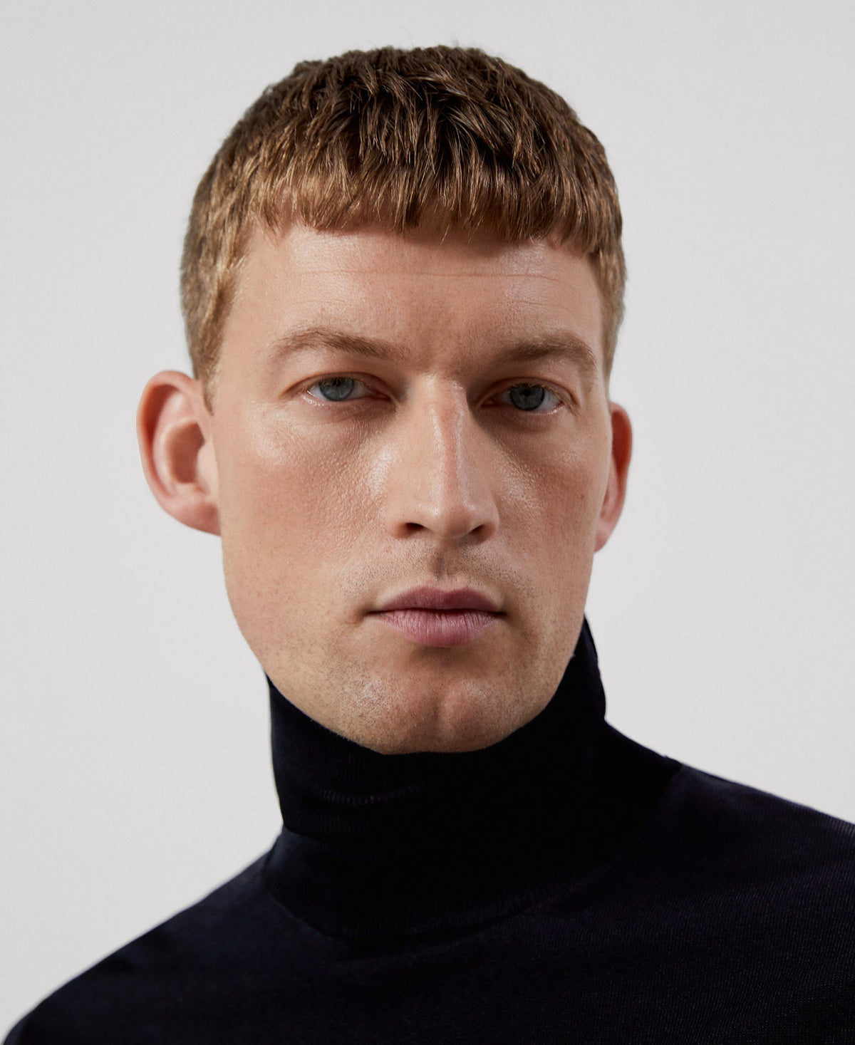 Men Jersey | Black Knitted Turtleneck Sweater by Spanish designer Adolfo Dominguez