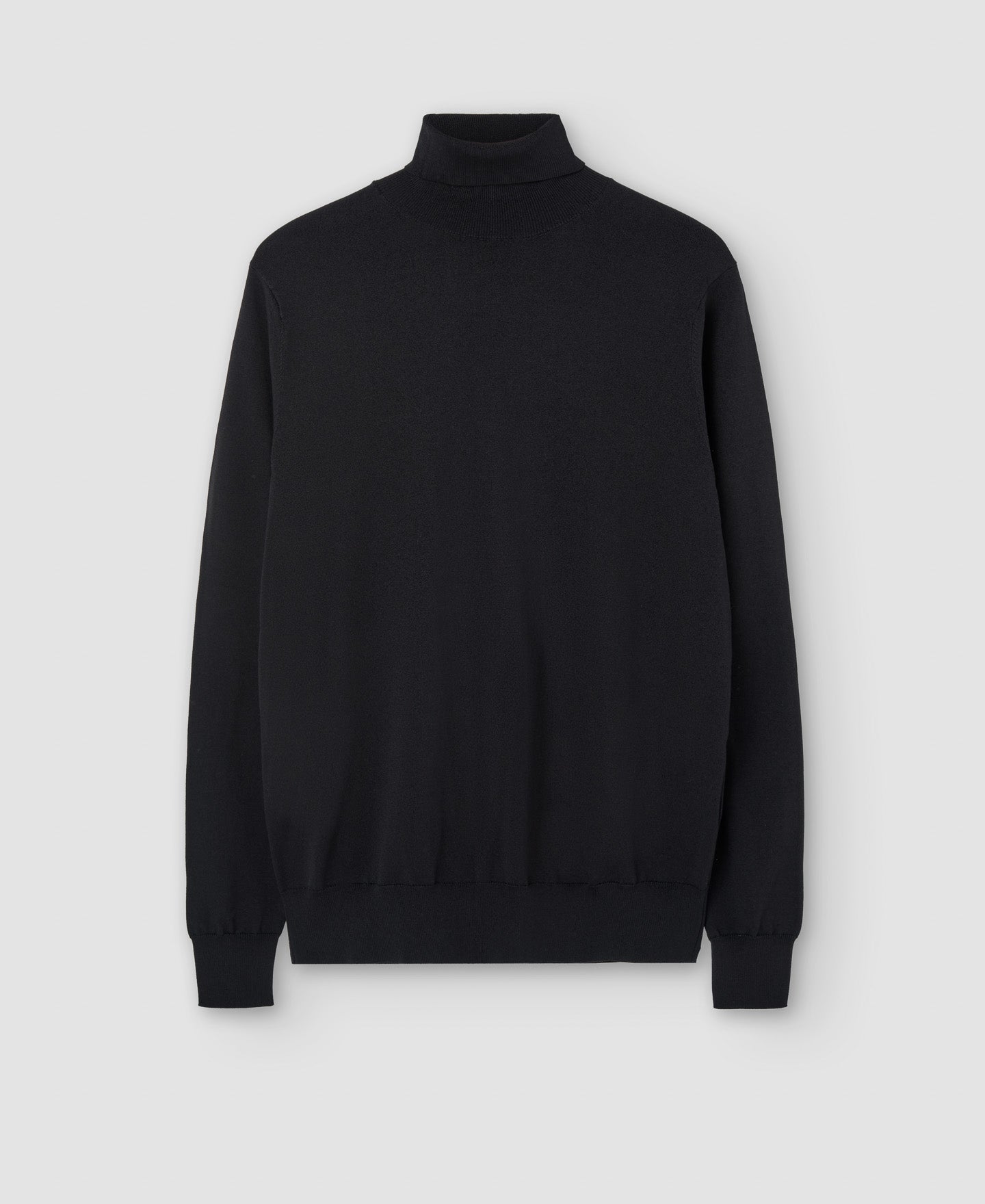 Men Jersey | Black Knitted Turtleneck Sweater by Spanish designer Adolfo Dominguez