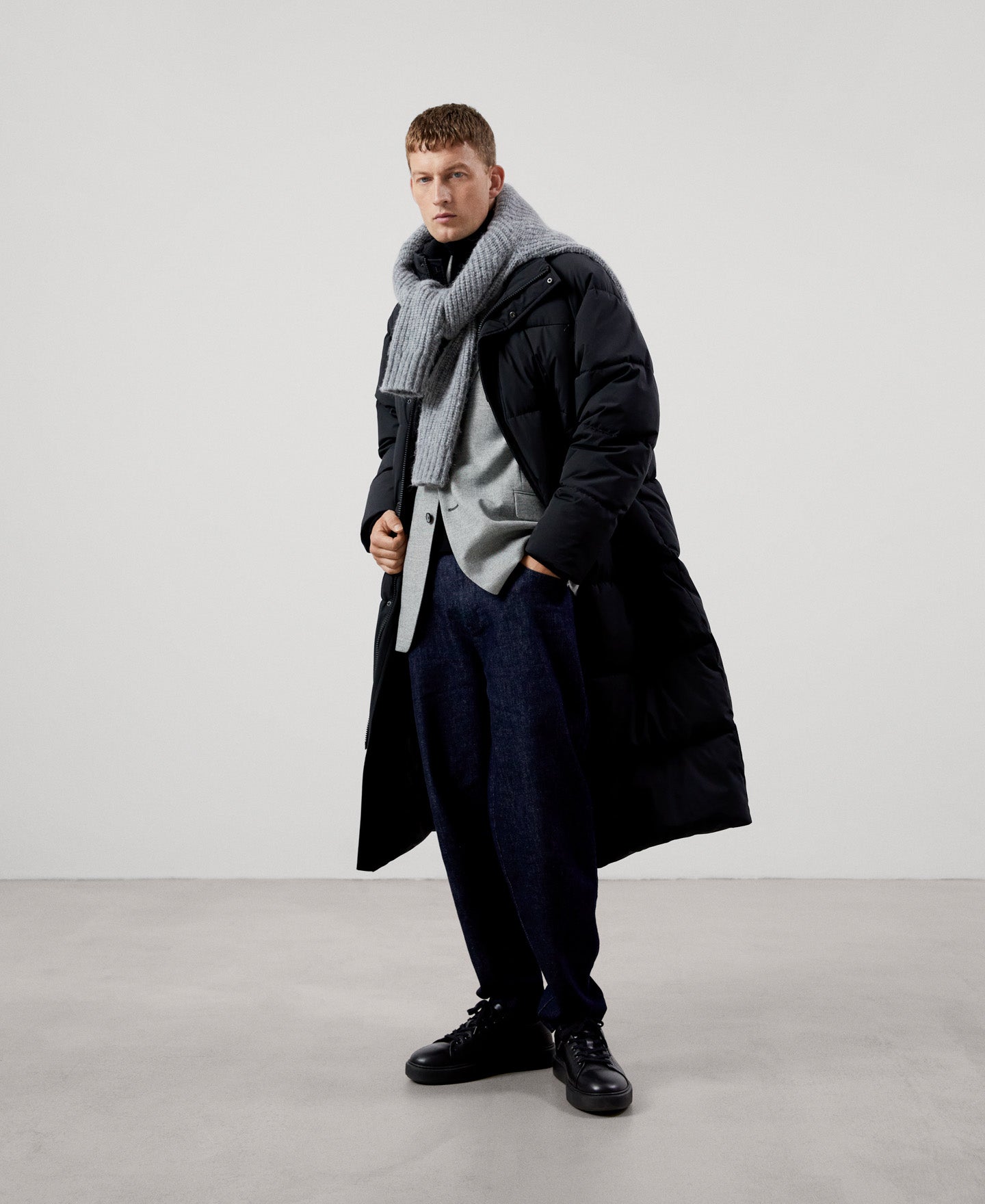 Men Jersey | Black Knitted Turtleneck Sweater by Spanish designer Adolfo Dominguez