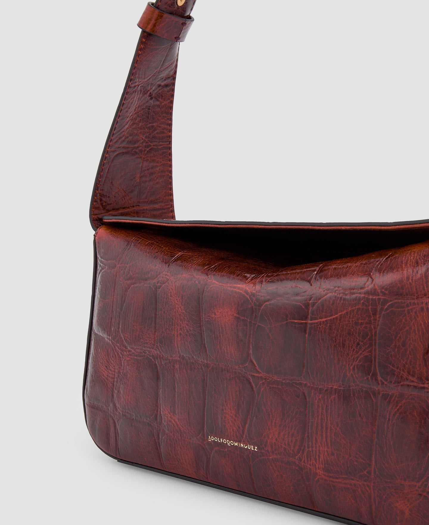 Women Leather Bag | Black Leather Baguette Bag by Spanish designer Adolfo Dominguez
