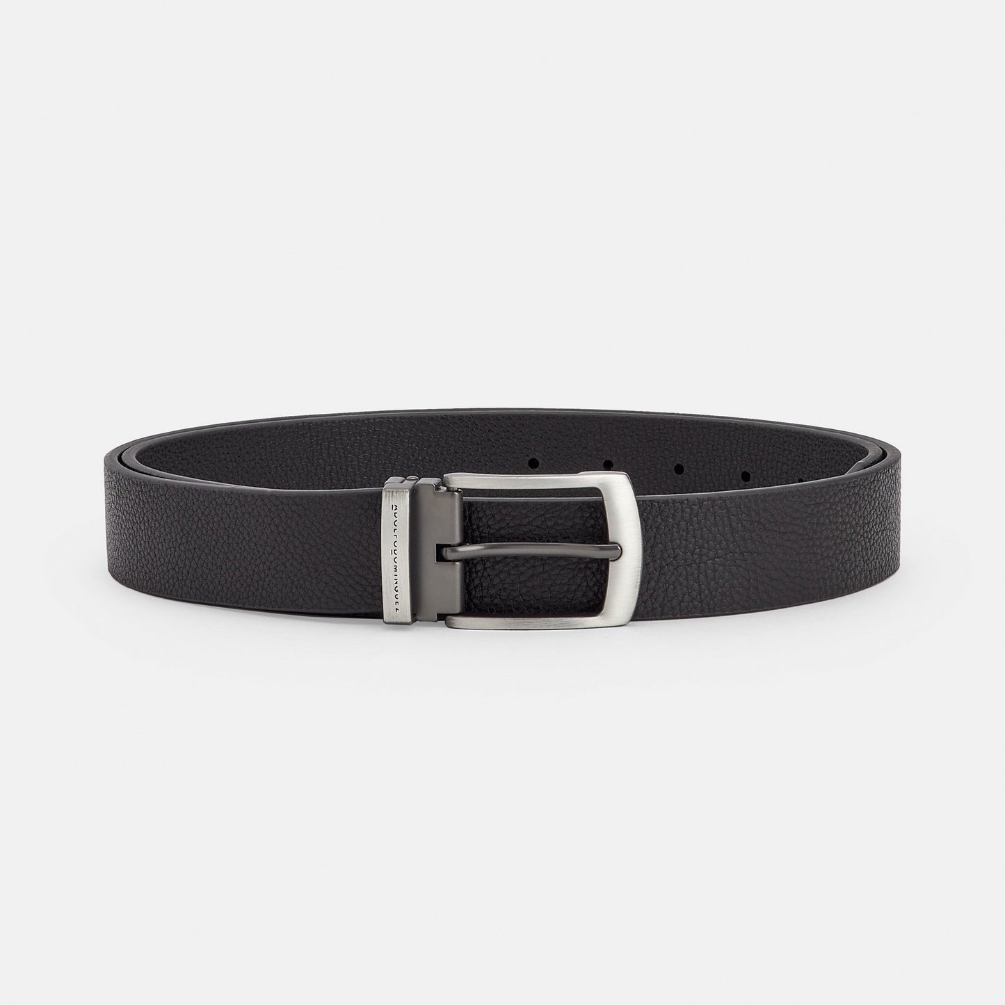 Men Belt | Black Leather Belt With Reversible Buckle by Spanish designer Adolfo Dominguez