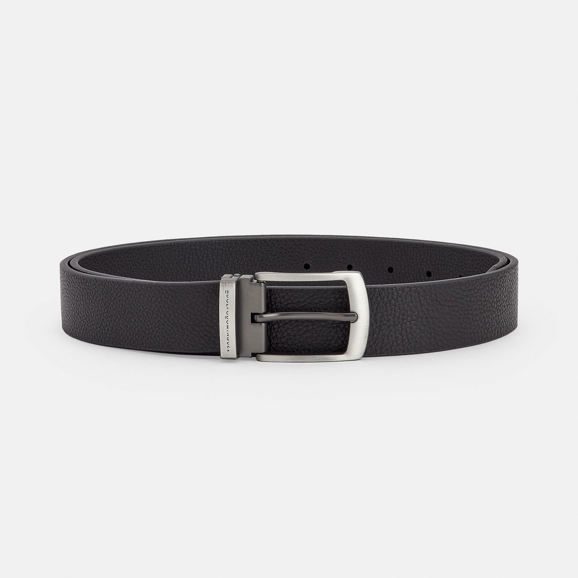 Men Belt | Black Leather Belt With Reversible Buckle by Spanish designer Adolfo Dominguez