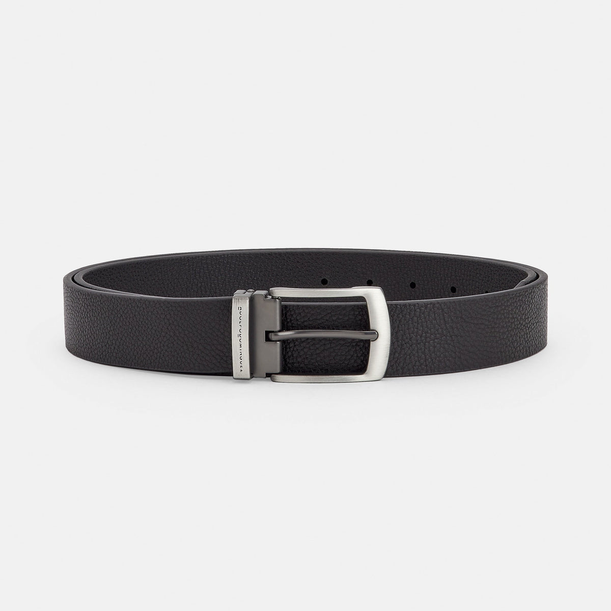 Men Belt | Black Leather Belt With Reversible Buckle by Spanish designer Adolfo Dominguez