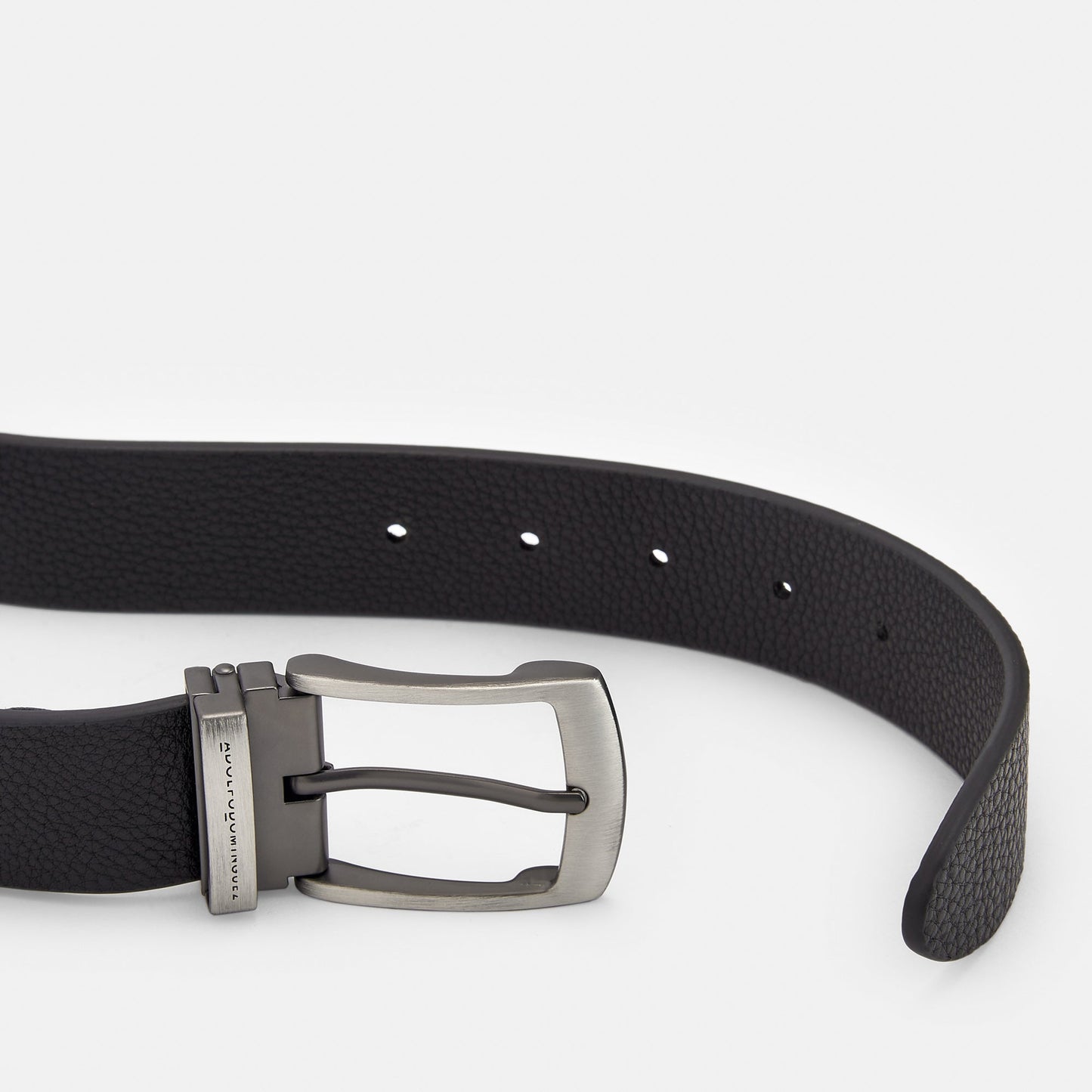 Men Belt | Black Leather Belt With Reversible Buckle by Spanish designer Adolfo Dominguez