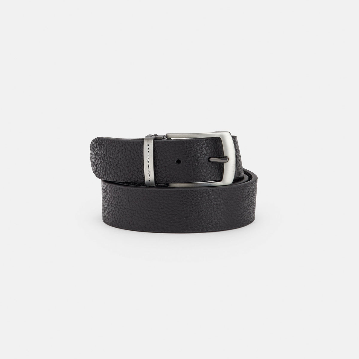 Men Belt | Black Leather Belt With Reversible Buckle by Spanish designer Adolfo Dominguez