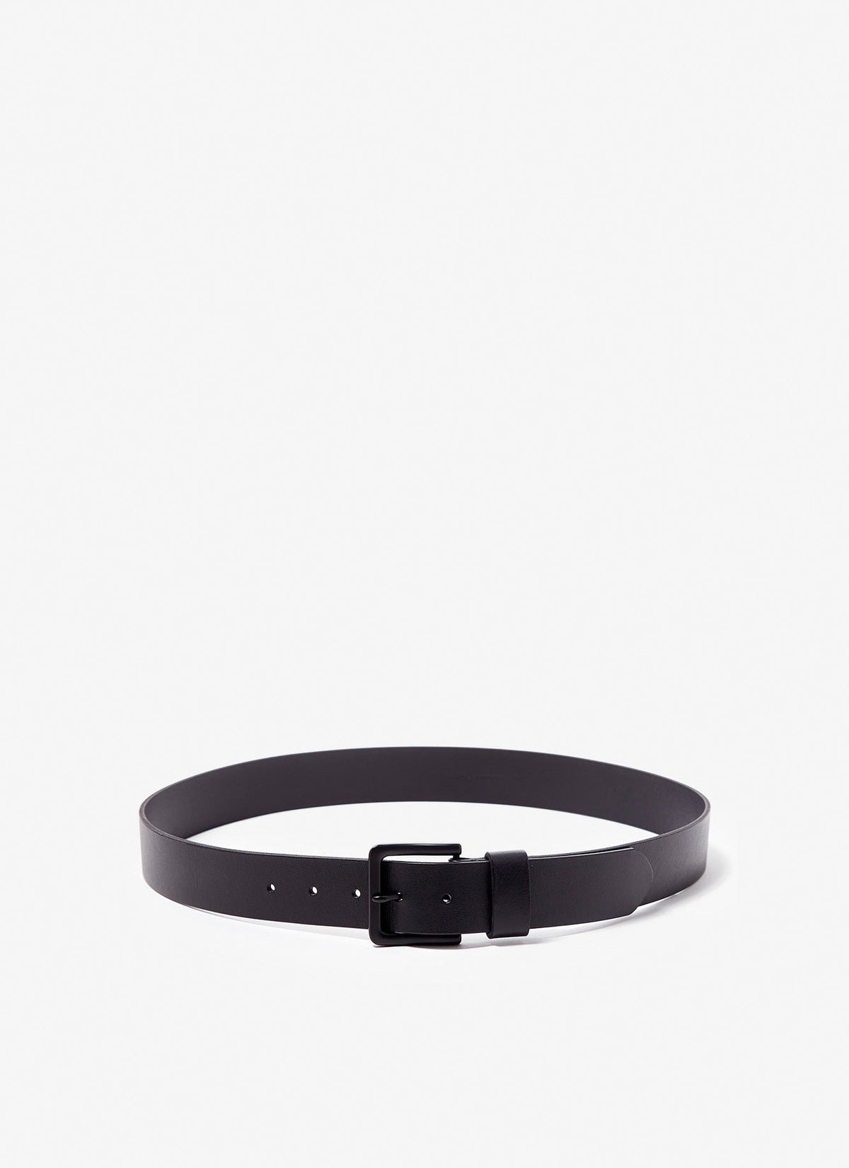Men Belt | Black Leather Belt With Squared Metal Buckle by Spanish designer Adolfo Dominguez