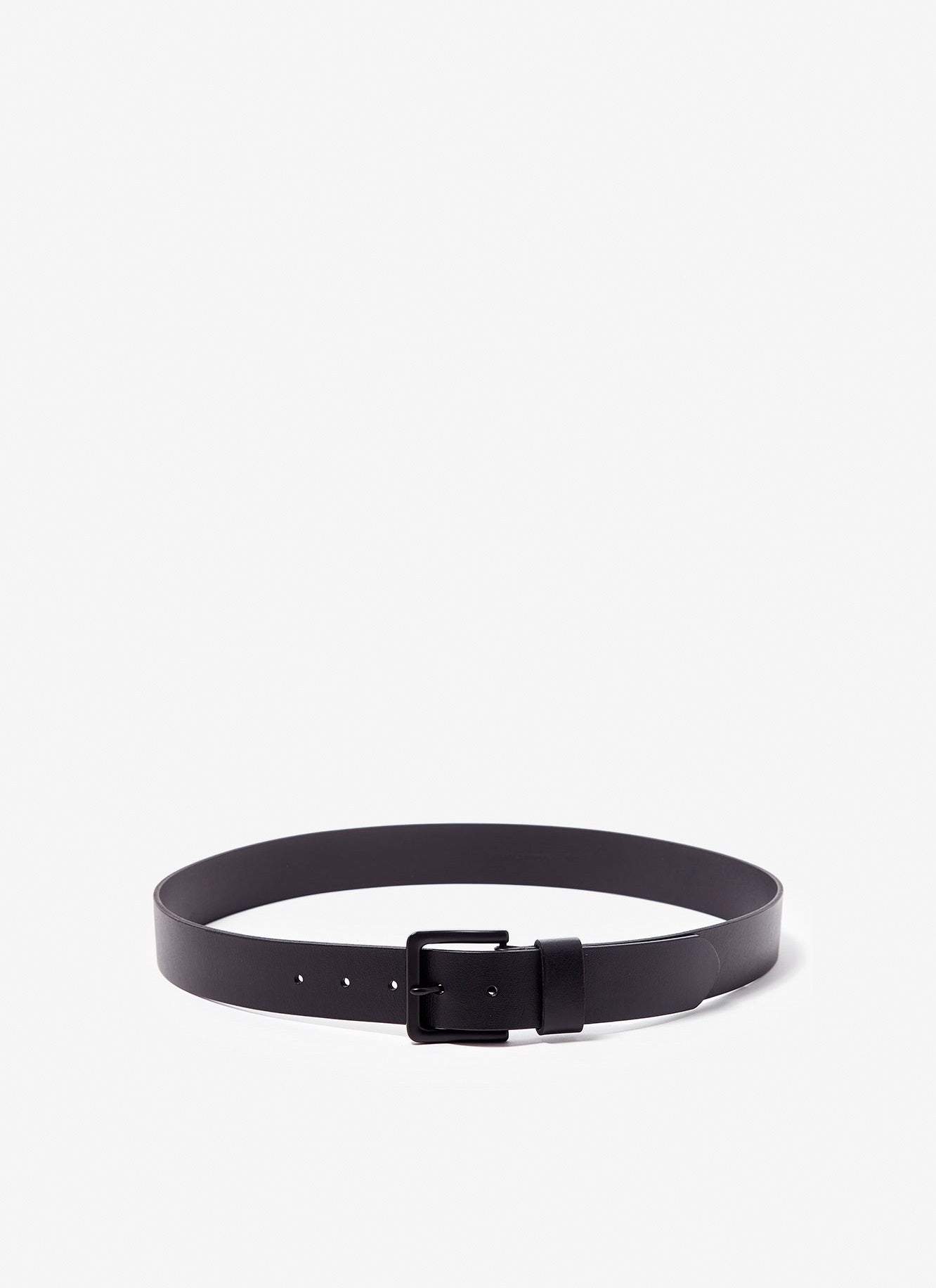 Men Belt | Black Leather Belt With Squared Metal Buckle by Spanish designer Adolfo Dominguez