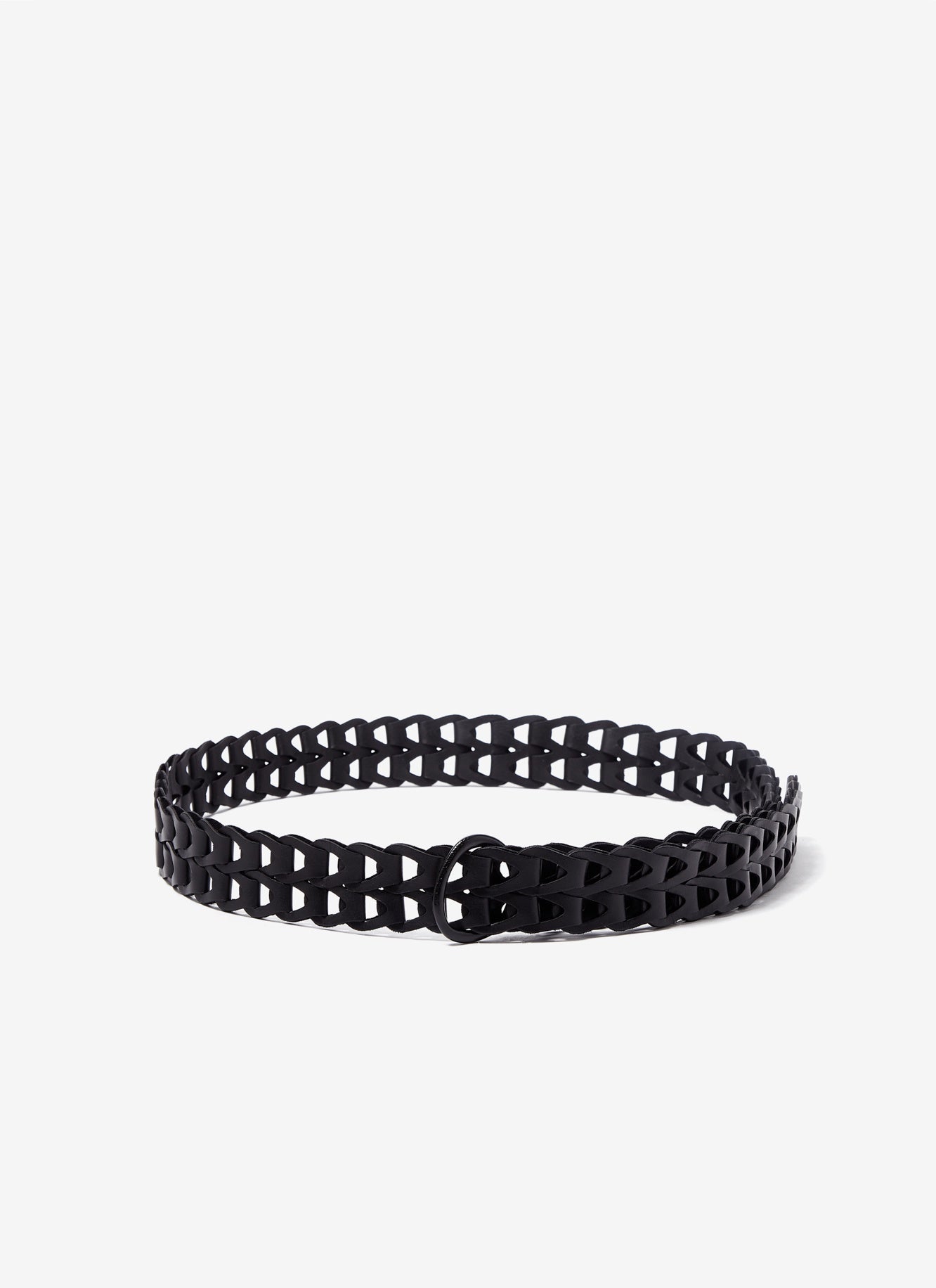 Women Belt | Black Leather Links Belt With Buckle by Spanish designer Adolfo Dominguez