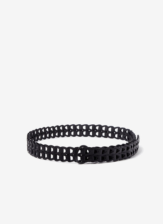 Women Belt | Black Leather Links Belt With Buckle by Spanish designer Adolfo Dominguez