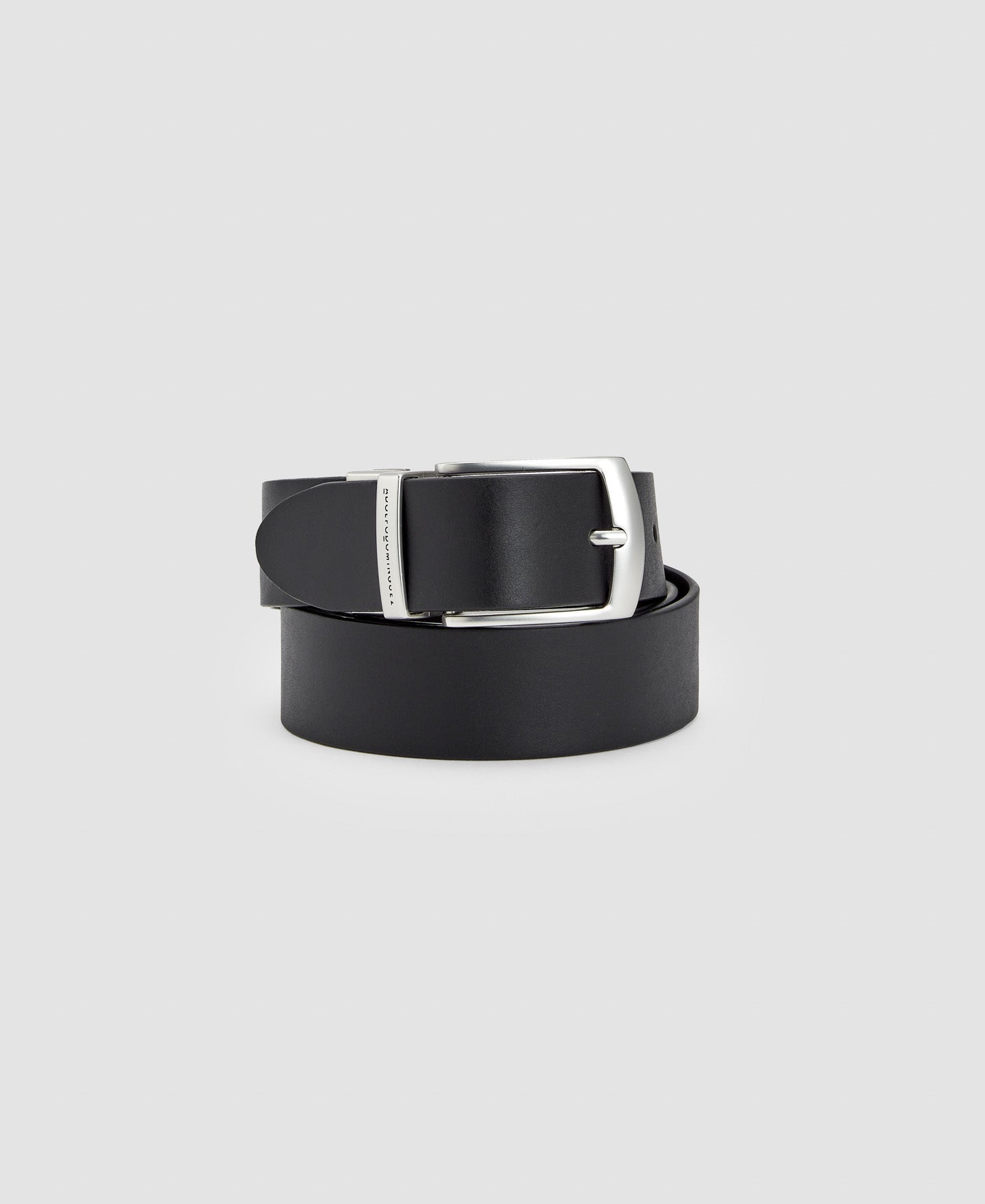 Men Belt | Black Leather Mens Belt With Metal Buckle by Spanish designer Adolfo Dominguez