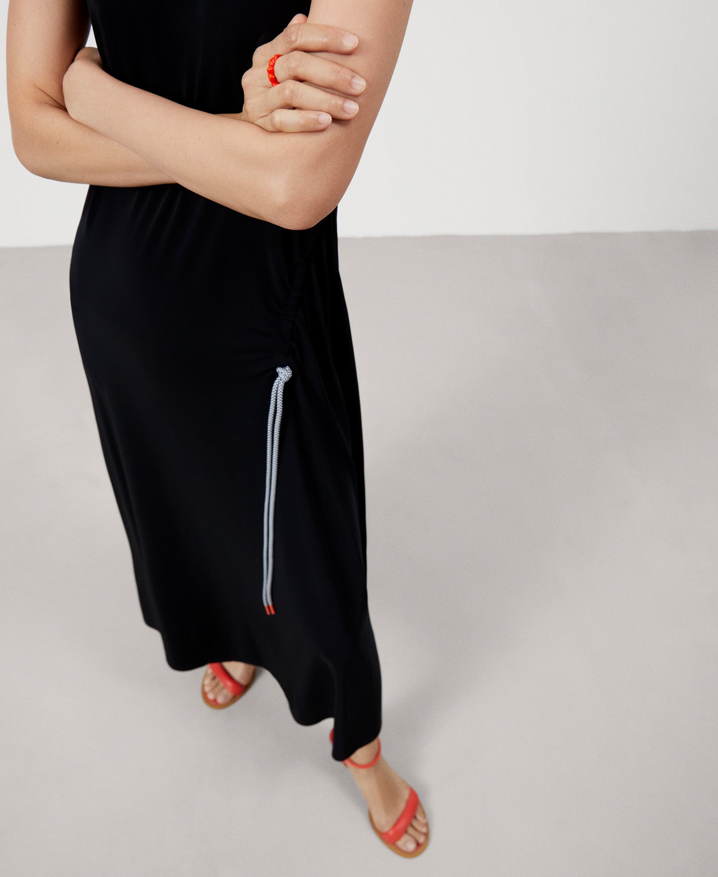 Women Dress | Black Long Dress In Viscose Knit by Spanish designer Adolfo Dominguez