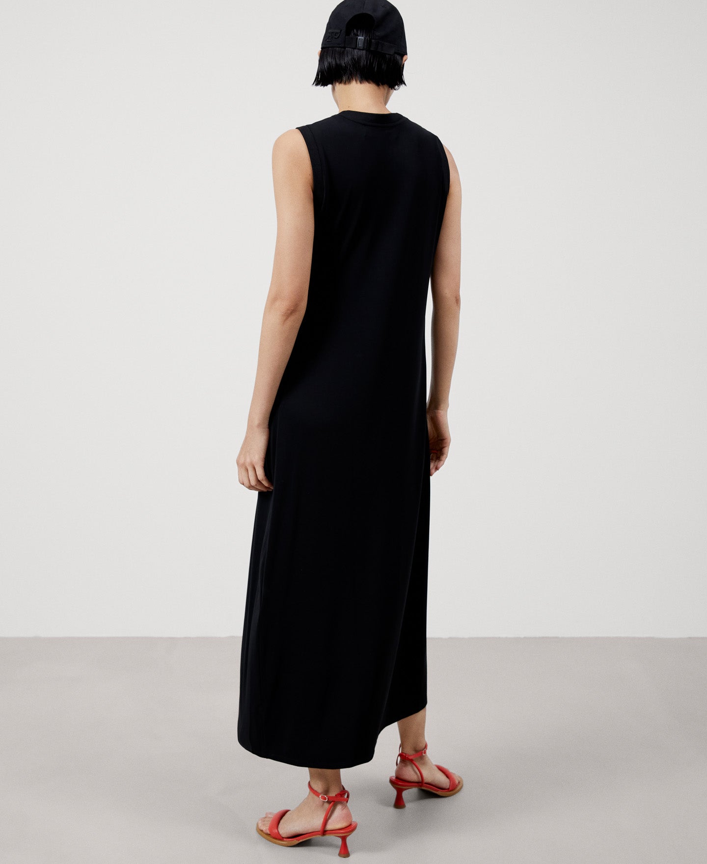 Women Dress | Black Long Dress In Viscose Knit by Spanish designer Adolfo Dominguez