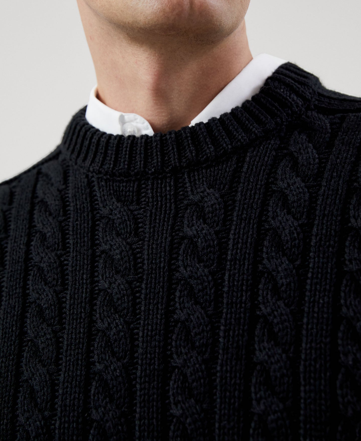 Men Jersey | Black Men Jersey Sweater by Spanish designer Adolfo Dominguez