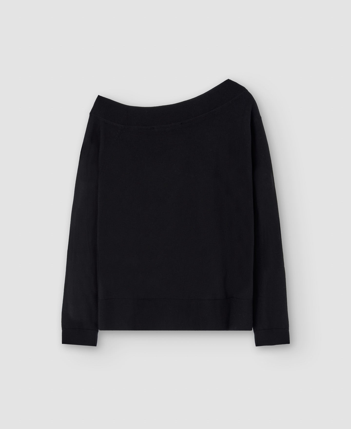 Women Jersey | Black Merino Wool Asymmetric Sweater by Spanish designer Adolfo Dominguez
