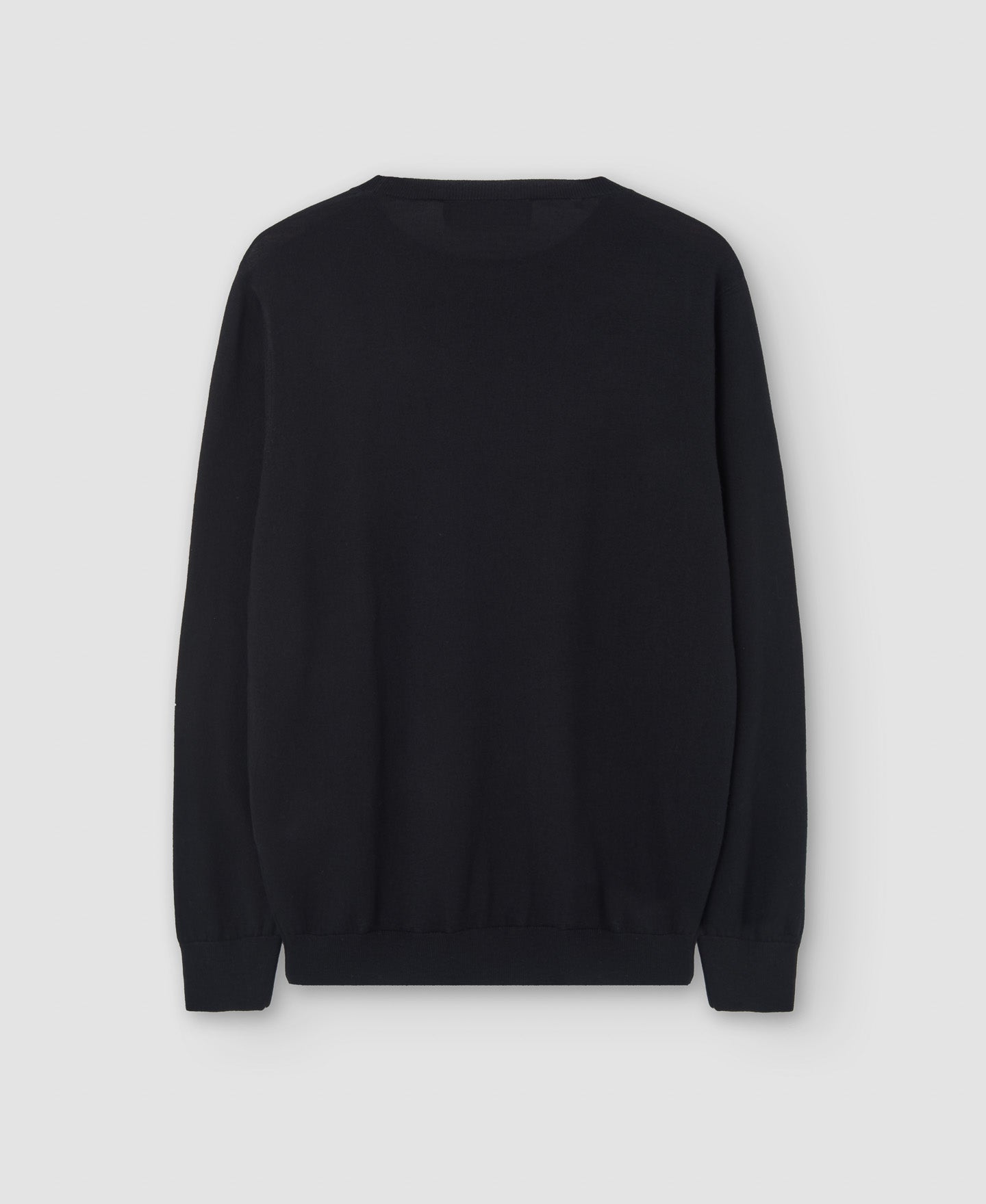 Men Jersey | Black Merino Wool Crew Neck Sweater by Spanish designer Adolfo Dominguez