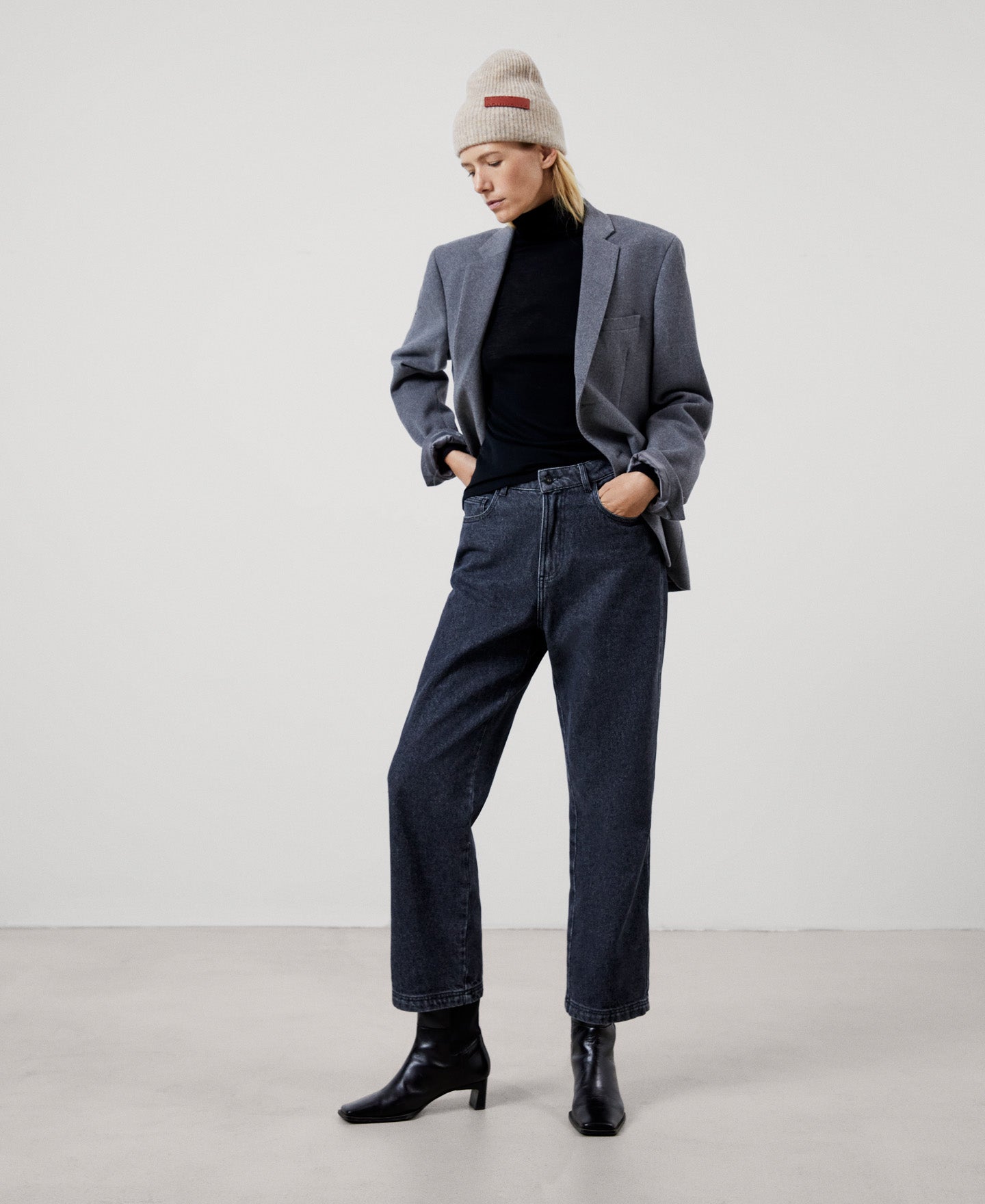 Women Long-Sleeve T-Shirt | Black Merino Wool Long Sleeve T-Shirt by Spanish designer Adolfo Dominguez