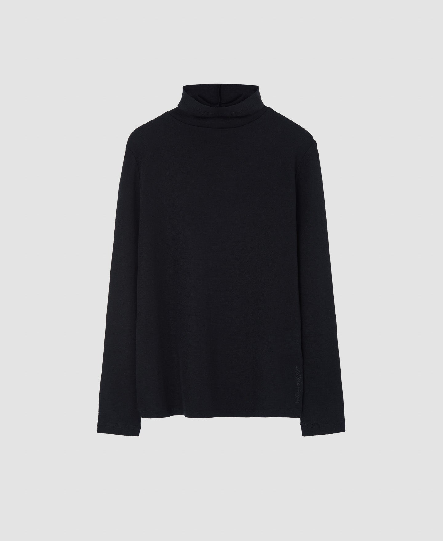 Women Long-Sleeve T-Shirt | Black Merino Wool Long Sleeve T-Shirt by Spanish designer Adolfo Dominguez