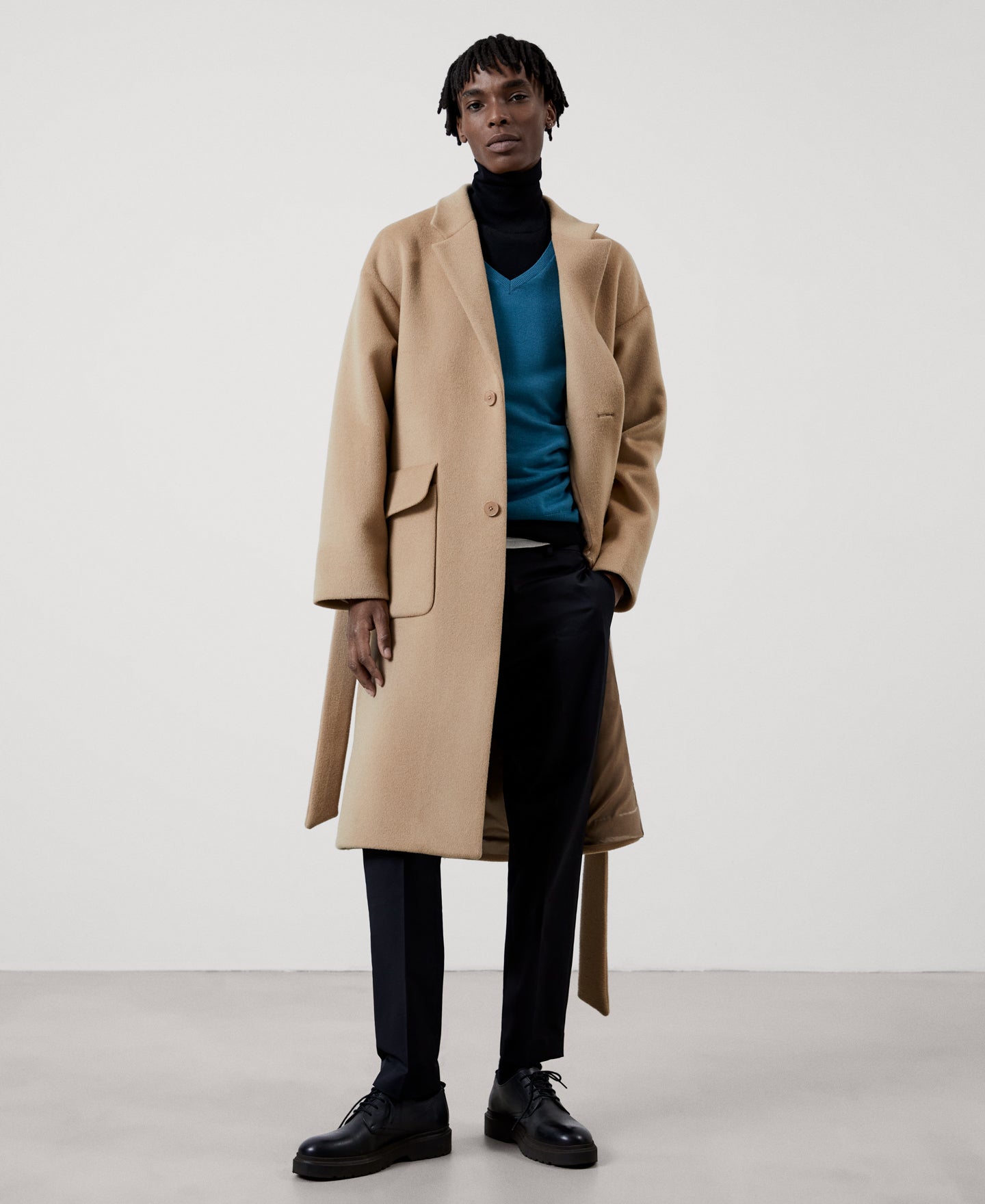 Men Jersey | Black Merino Wool Turtleneck Mens Sweater by Spanish designer Adolfo Dominguez