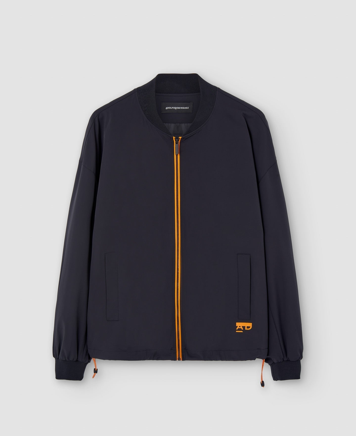 Men Jacket | Black Nylon Bomber With Backpack by Spanish designer Adolfo Dominguez