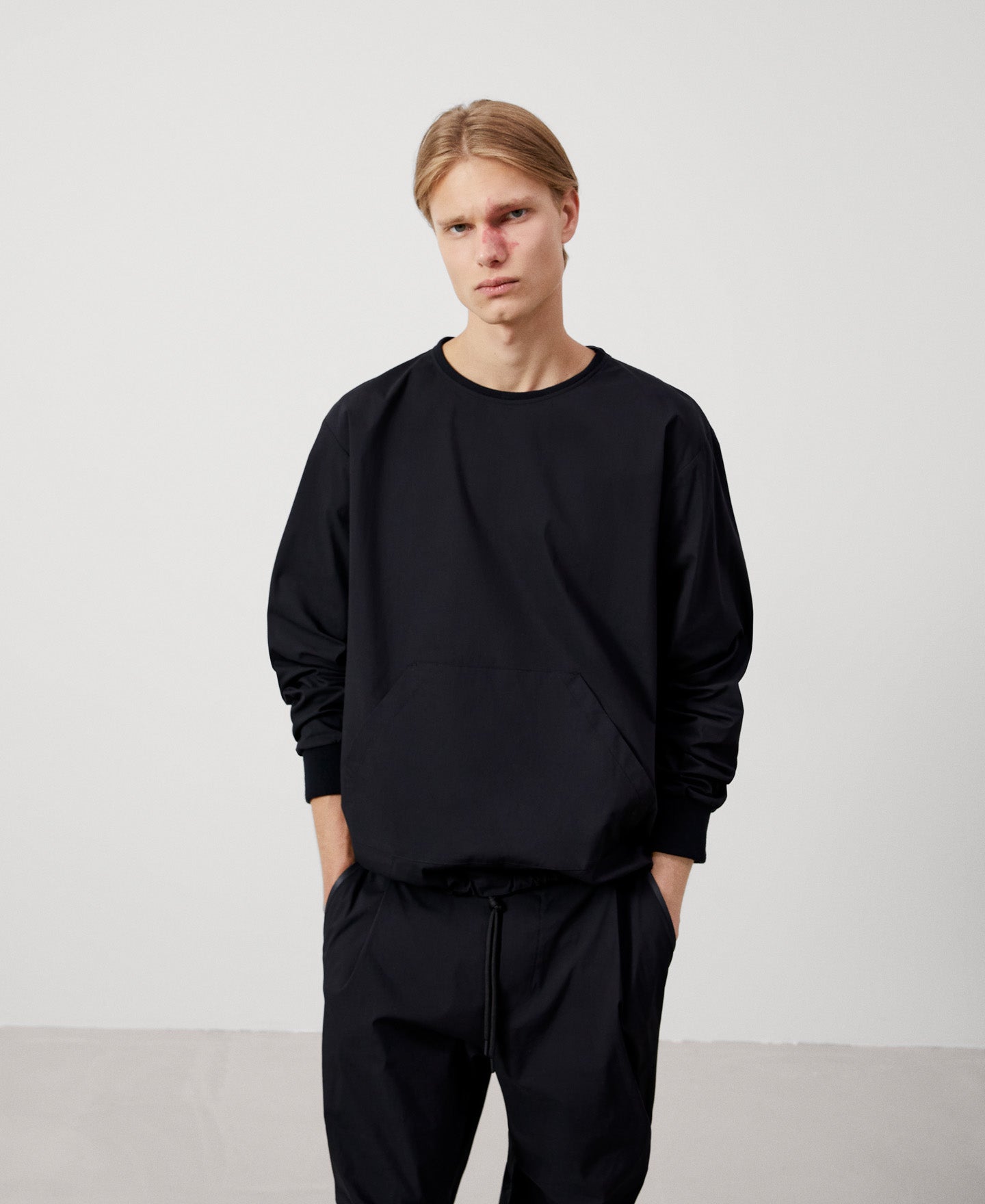 Men Jumper | Black Organic Cotton Crew Neck Sweatshirt by Spanish designer Adolfo Dominguez