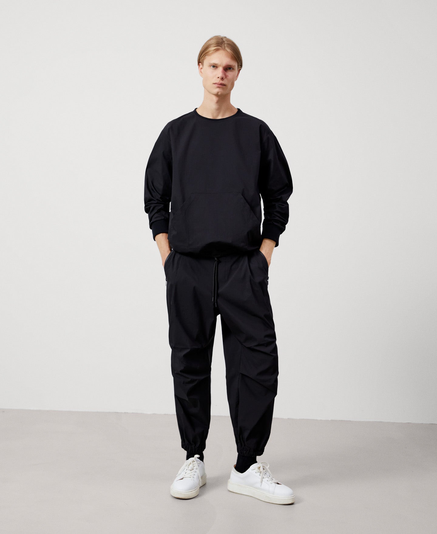 Men Jumper | Black Organic Cotton Crew Neck Sweatshirt by Spanish designer Adolfo Dominguez