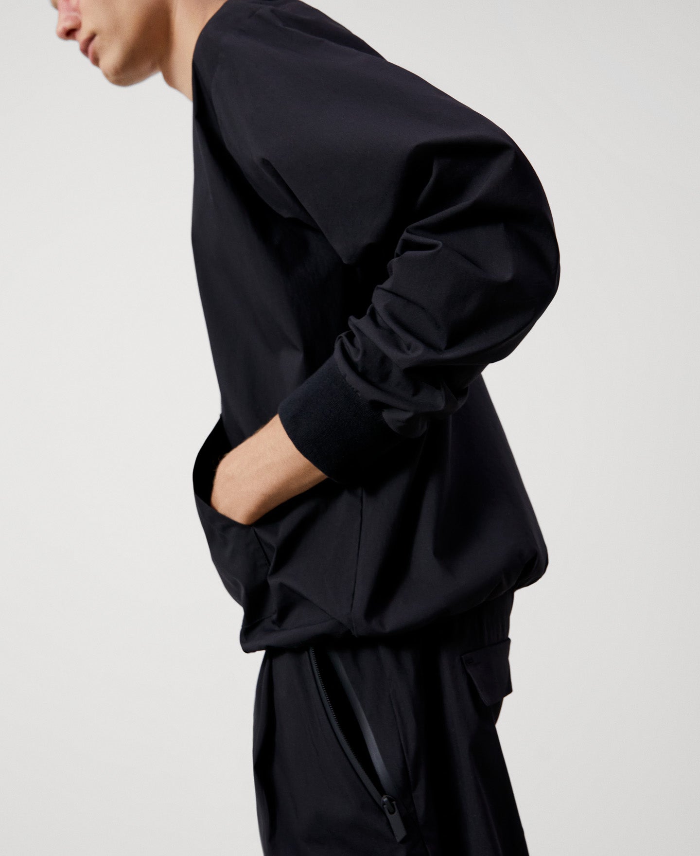 Men Jumper | Black Organic Cotton Crew Neck Sweatshirt by Spanish designer Adolfo Dominguez