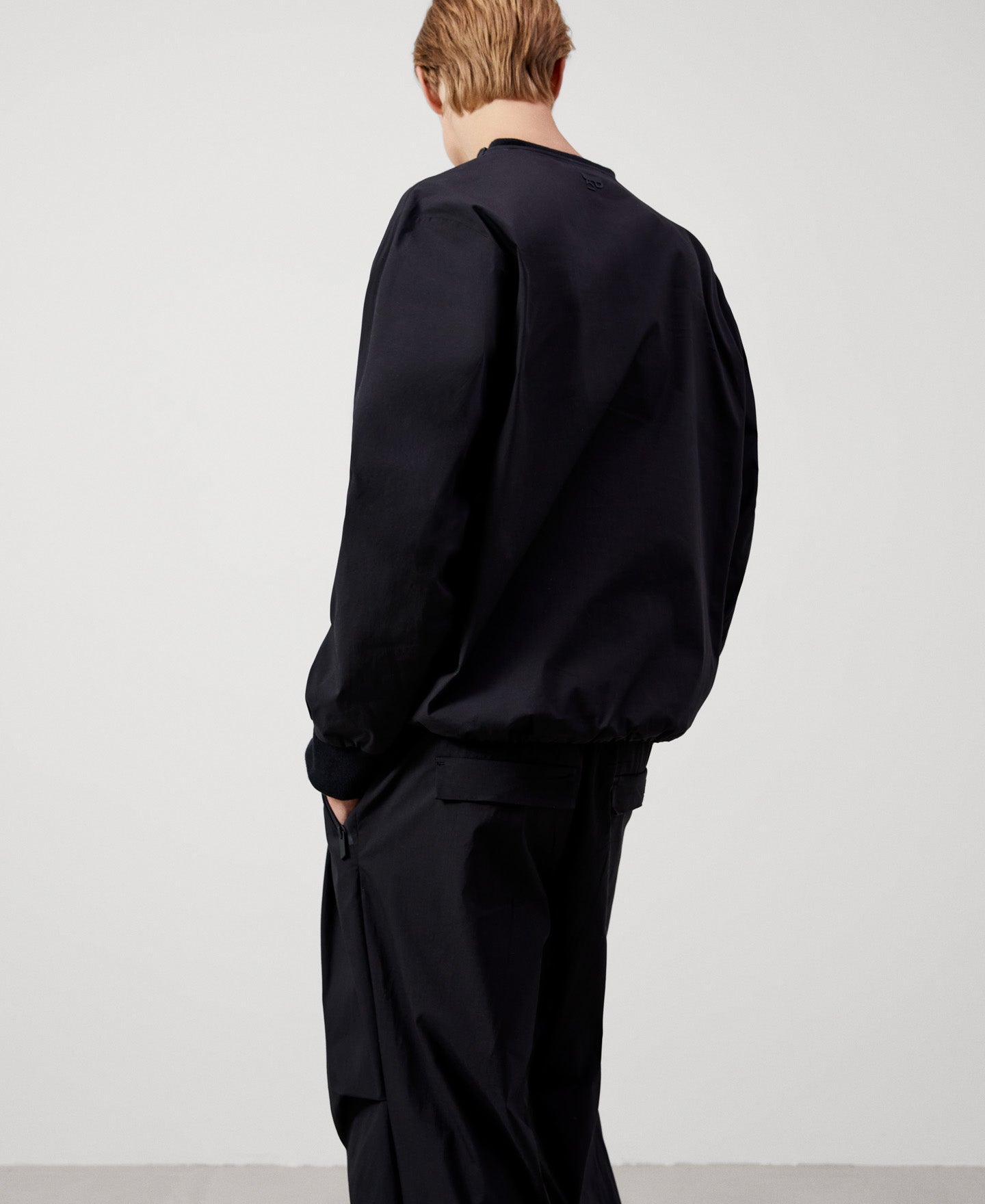 Men Jumper | Black Organic Cotton Crew Neck Sweatshirt by Spanish designer Adolfo Dominguez