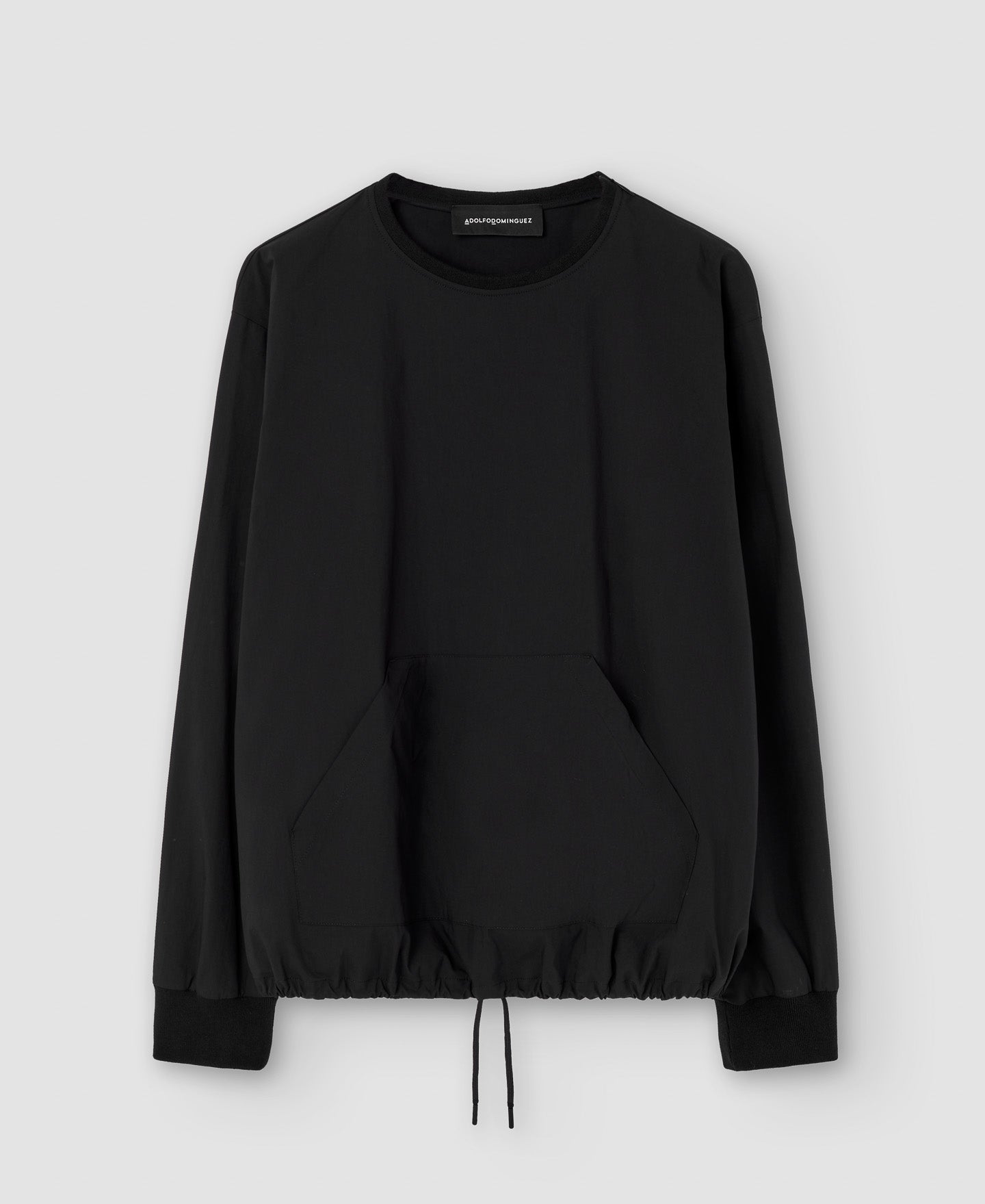 Men Jumper | Black Organic Cotton Crew Neck Sweatshirt by Spanish designer Adolfo Dominguez
