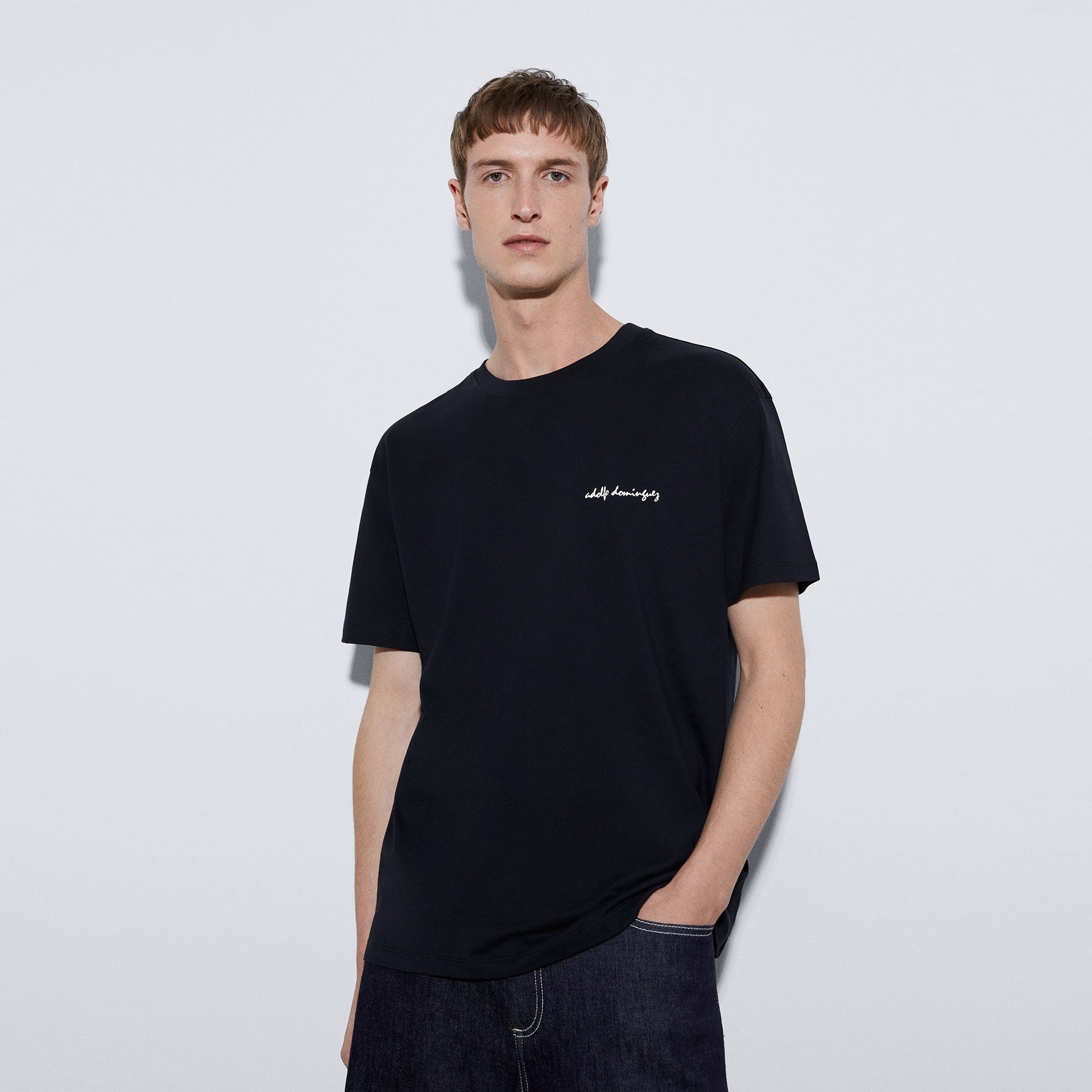 Men T-Shirt (Short Sleeve) | Black Organic Cotton Oversize T-Shirt by Spanish designer Adolfo Dominguez