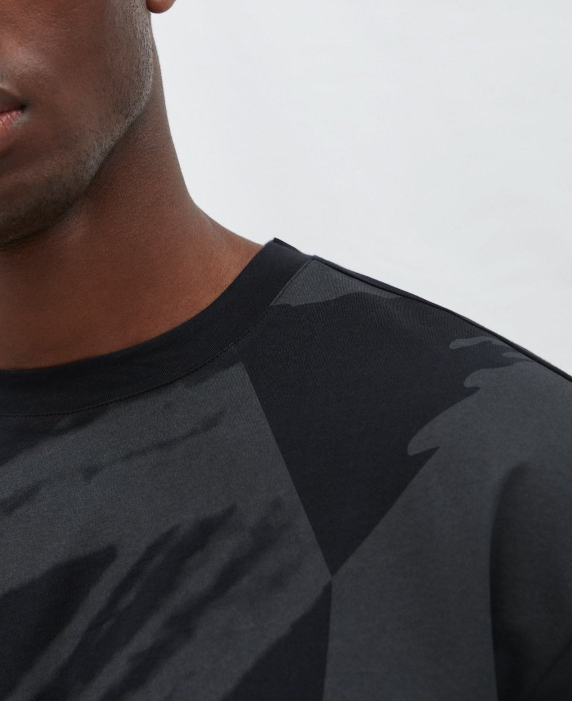 Men T-Shirt (Short Sleeve) | Black Organic Cotton Printed T-Shirt by Spanish designer Adolfo Dominguez