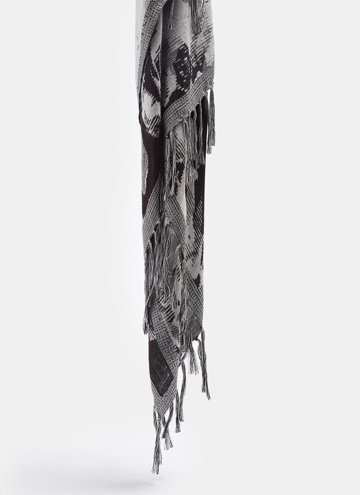 Women Shawl | Black Oriental-Style Jacquard Shawl by Spanish designer Adolfo Dominguez