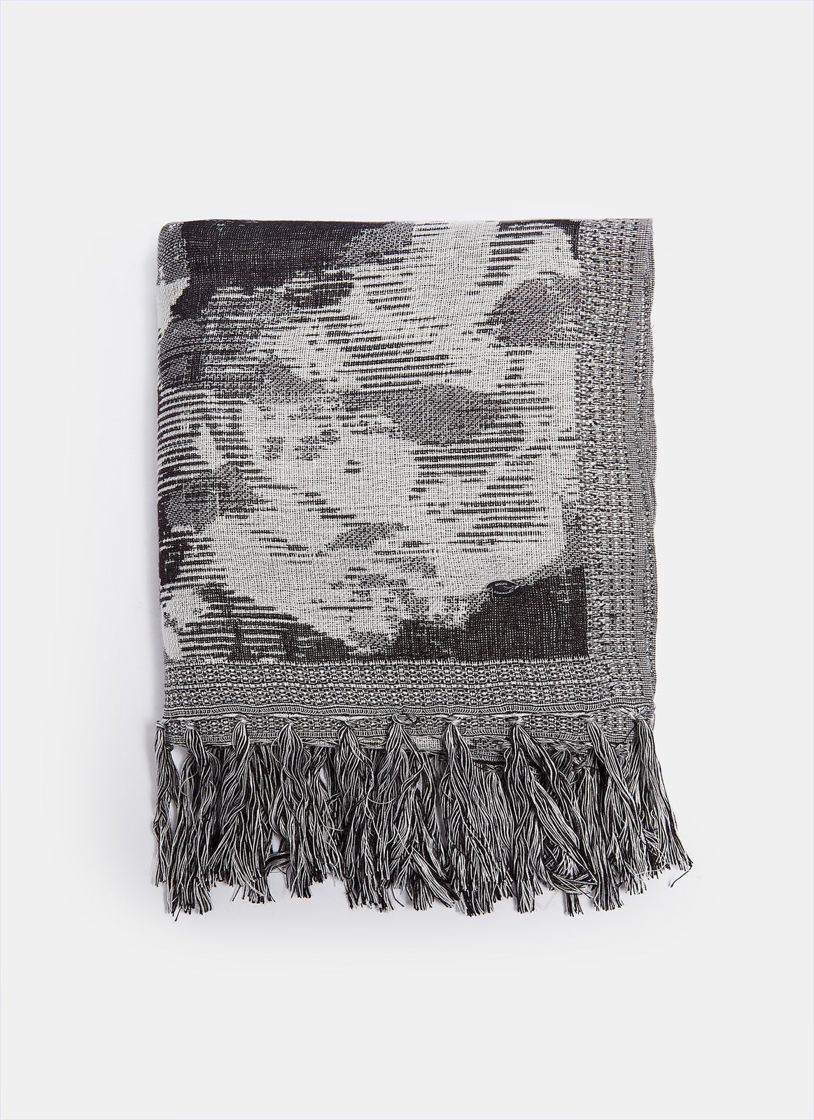 Women Shawl | Black Oriental-Style Jacquard Shawl by Spanish designer Adolfo Dominguez