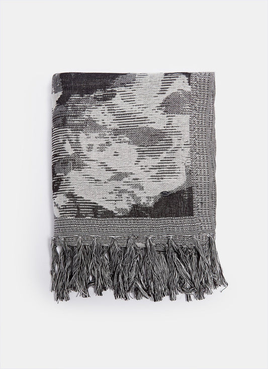 Women Shawl | Black Oriental-Style Jacquard Shawl by Spanish designer Adolfo Dominguez