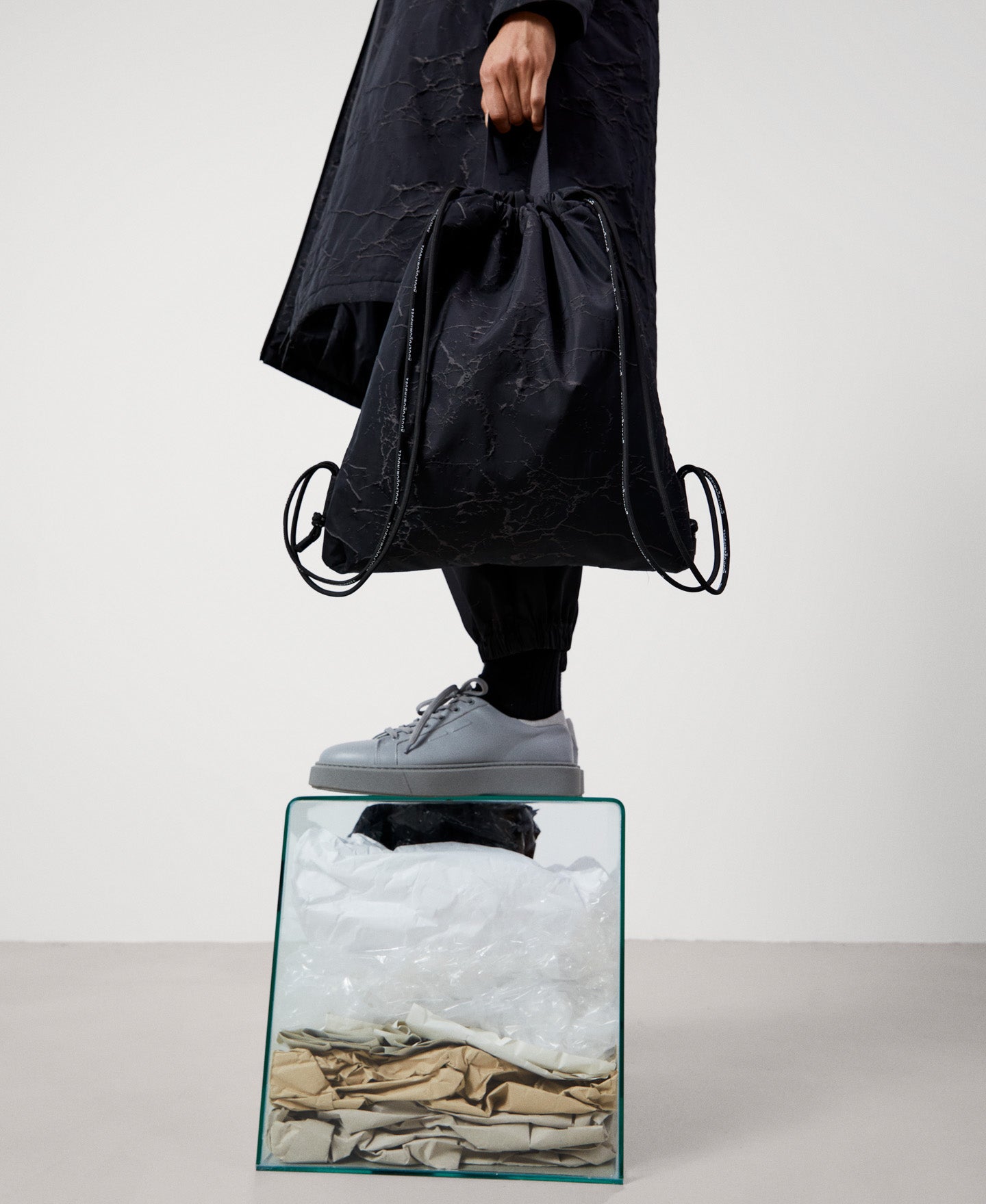 Men Bags | Black Print Crackle Print Backpack by Spanish designer Adolfo Dominguez