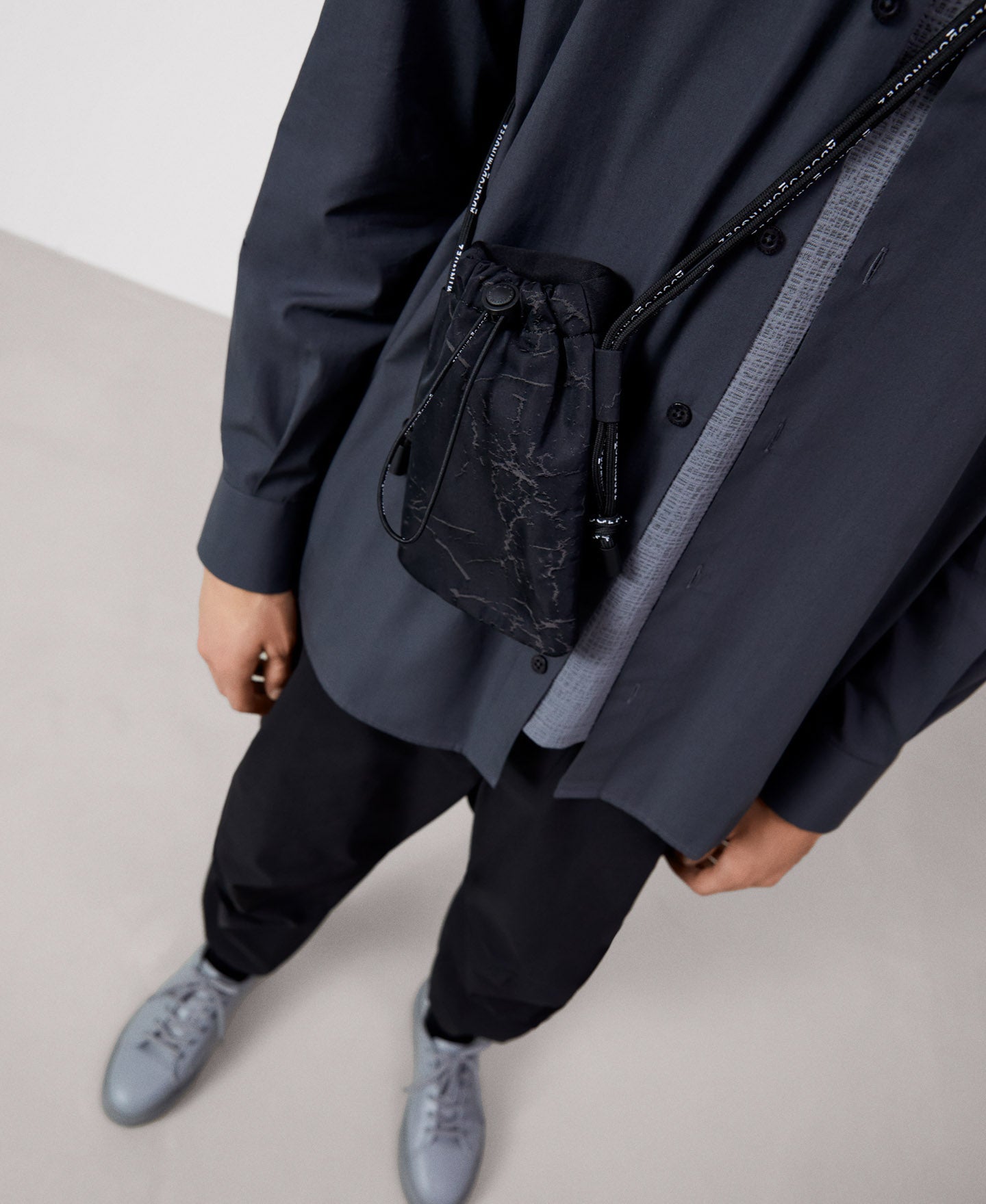 Men Bags | Black Print Crackle Print Mobile Phone Holder by Spanish designer Adolfo Dominguez