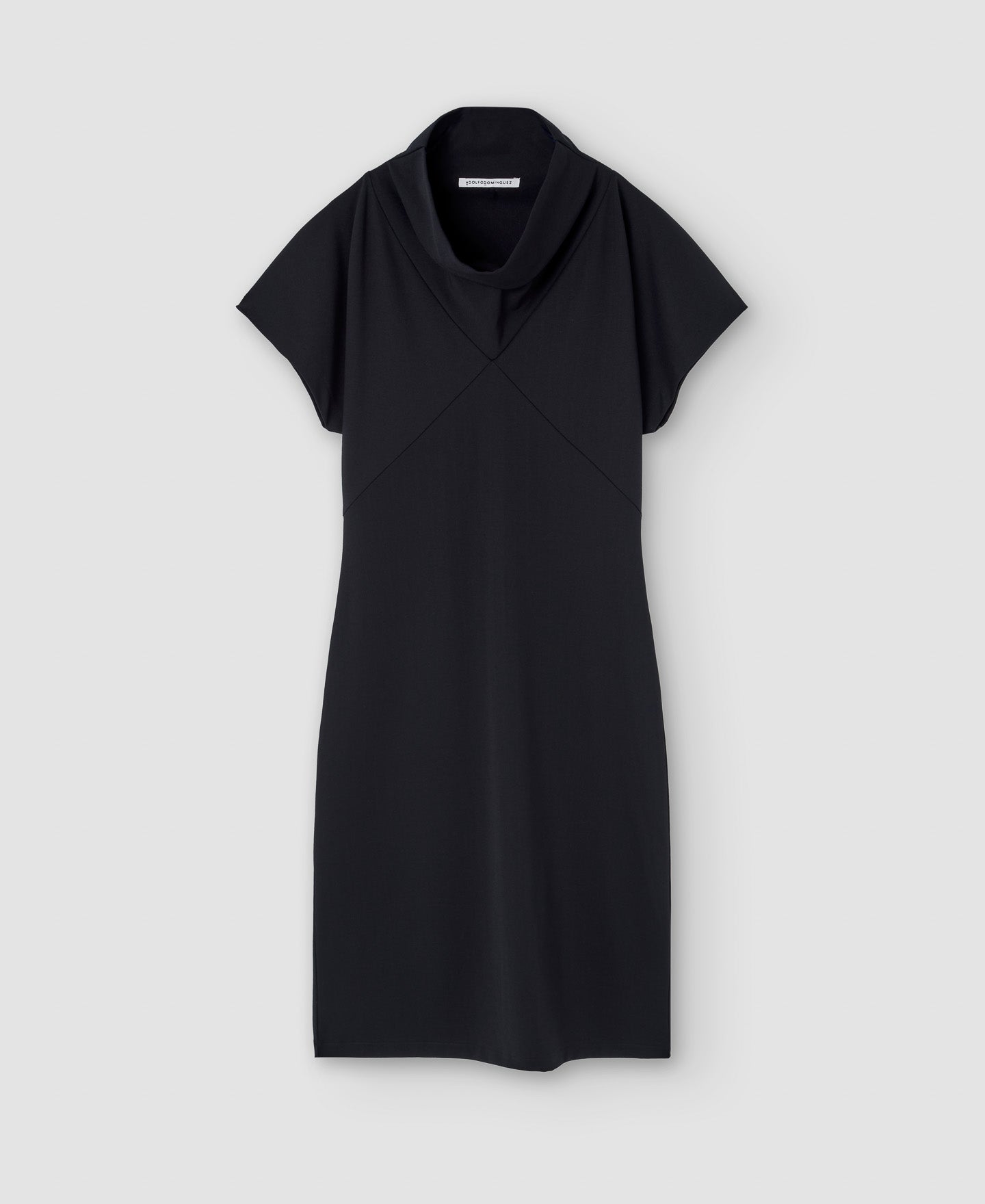 Women Dress | Black Recycled Nylon Draped Dress by Spanish designer Adolfo Dominguez