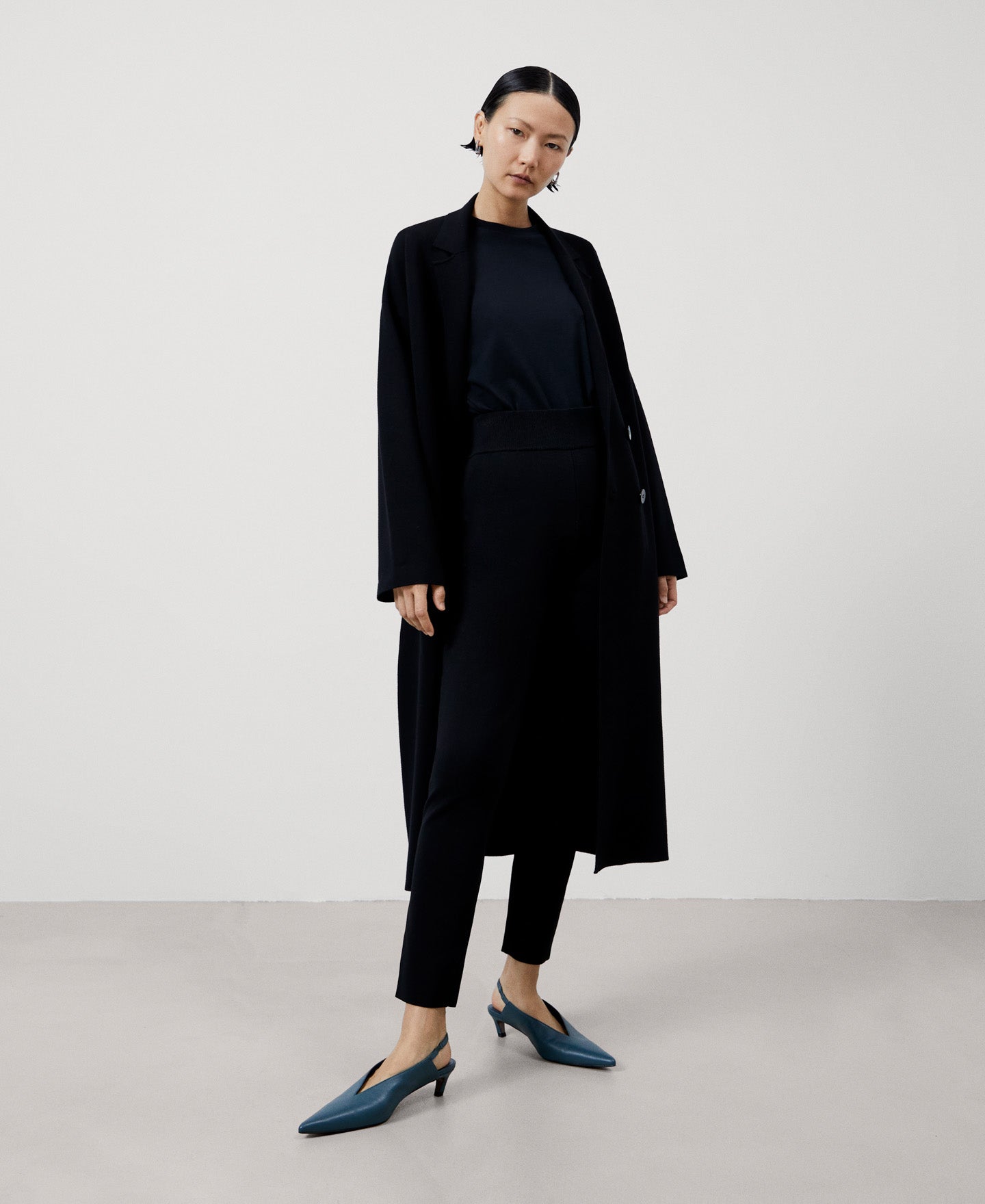 Women Trousers | Black Recycled Nylon Skinny Trousers by Spanish designer Adolfo Dominguez