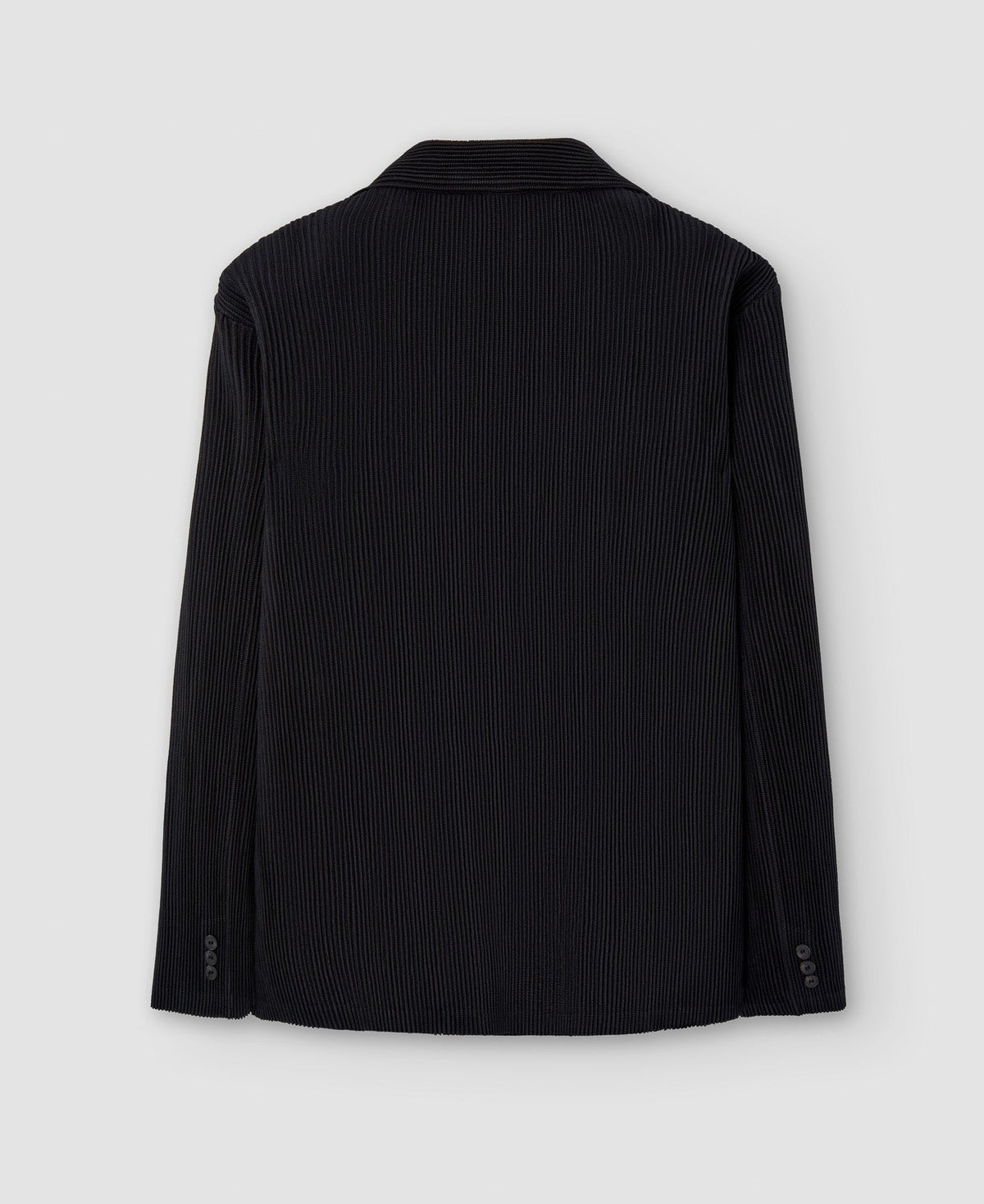 Men Overshirt | Black Recycled Polyester Crinkle Blazer by Spanish designer Adolfo Dominguez