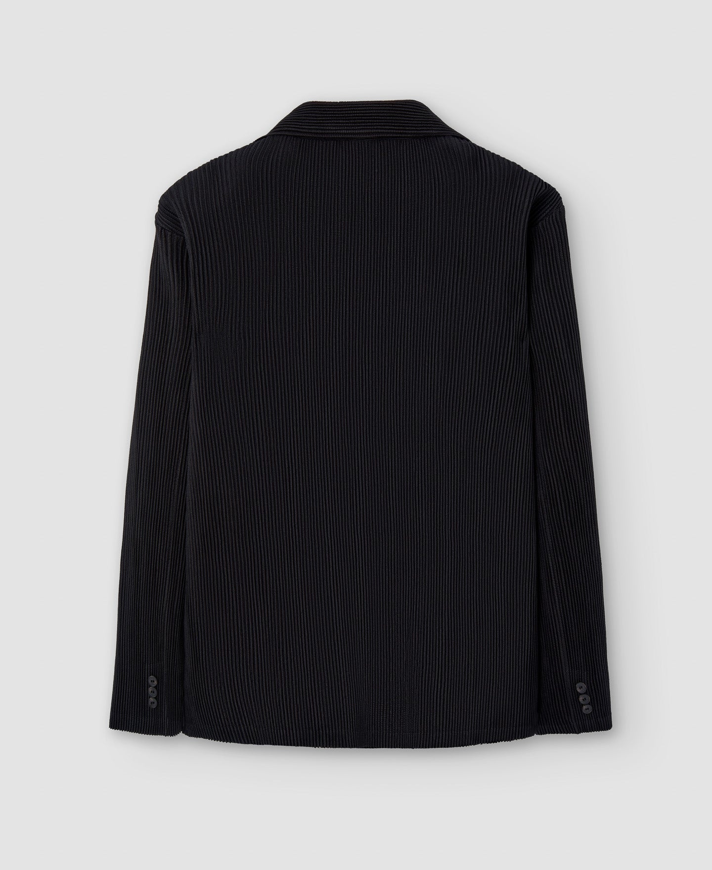 Men Overshirt | Black Recycled Polyester Crinkle Blazer by Spanish designer Adolfo Dominguez