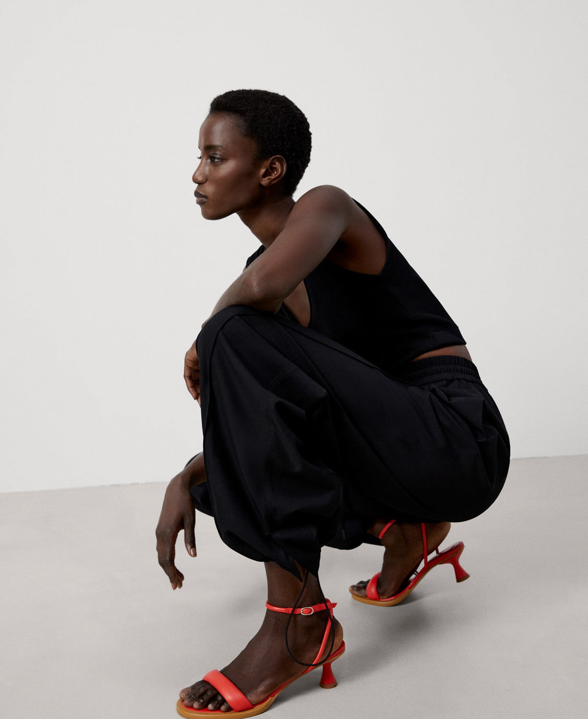 Women Trousers | Black Recycled Polyester Jogger Trousers by Spanish designer Adolfo Dominguez