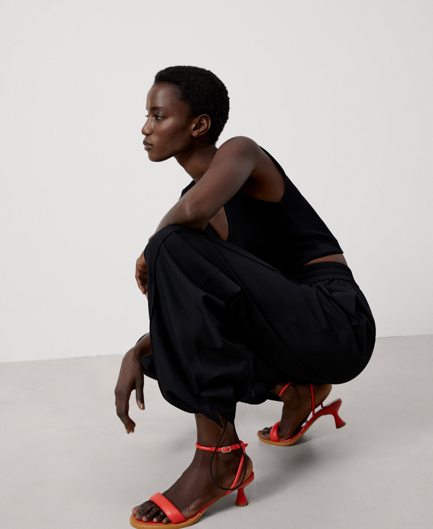 Women Trousers | Black Recycled Polyester Jogger Trousers by Spanish designer Adolfo Dominguez