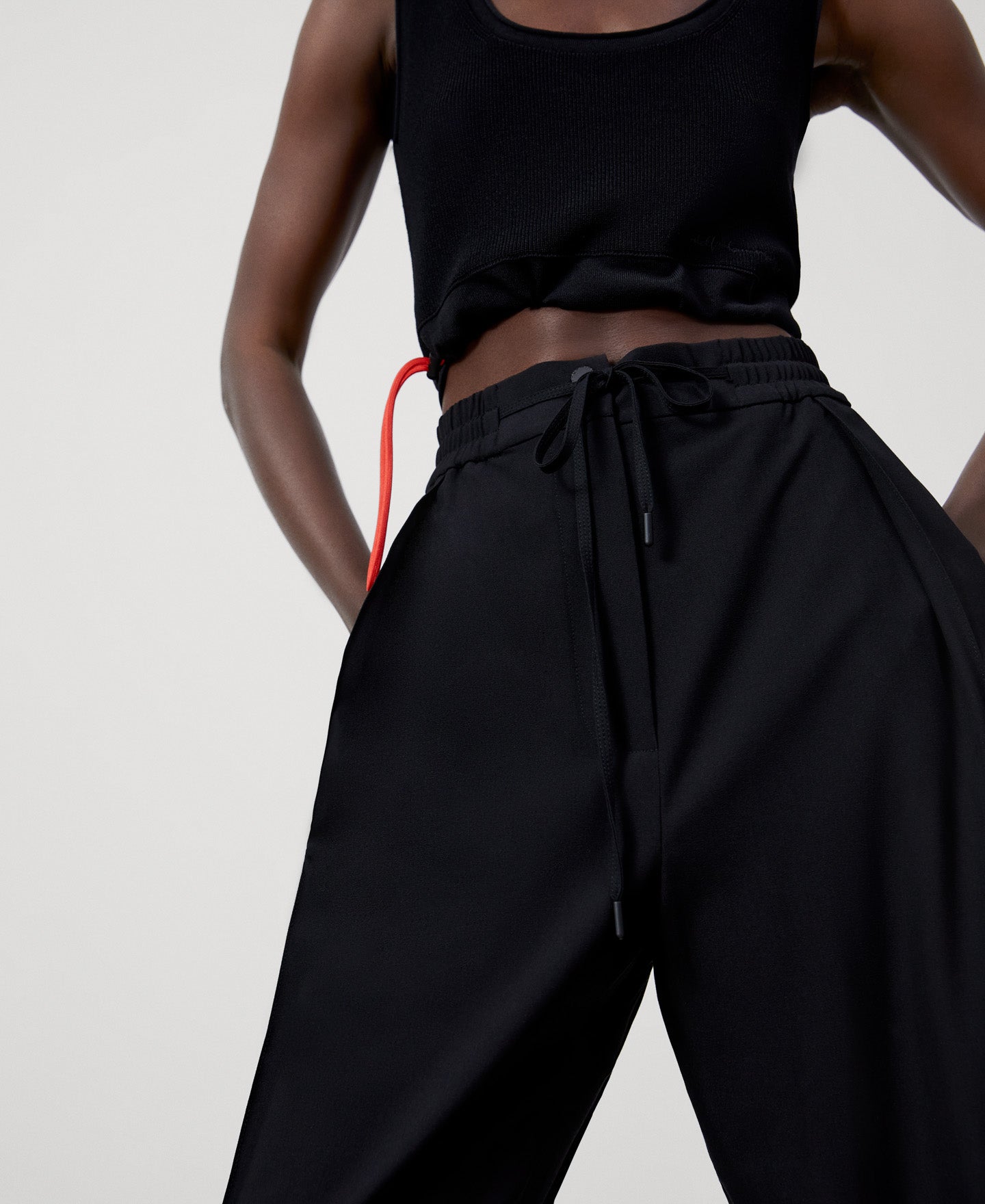 Women Trousers | Black Recycled Polyester Jogger Trousers by Spanish designer Adolfo Dominguez