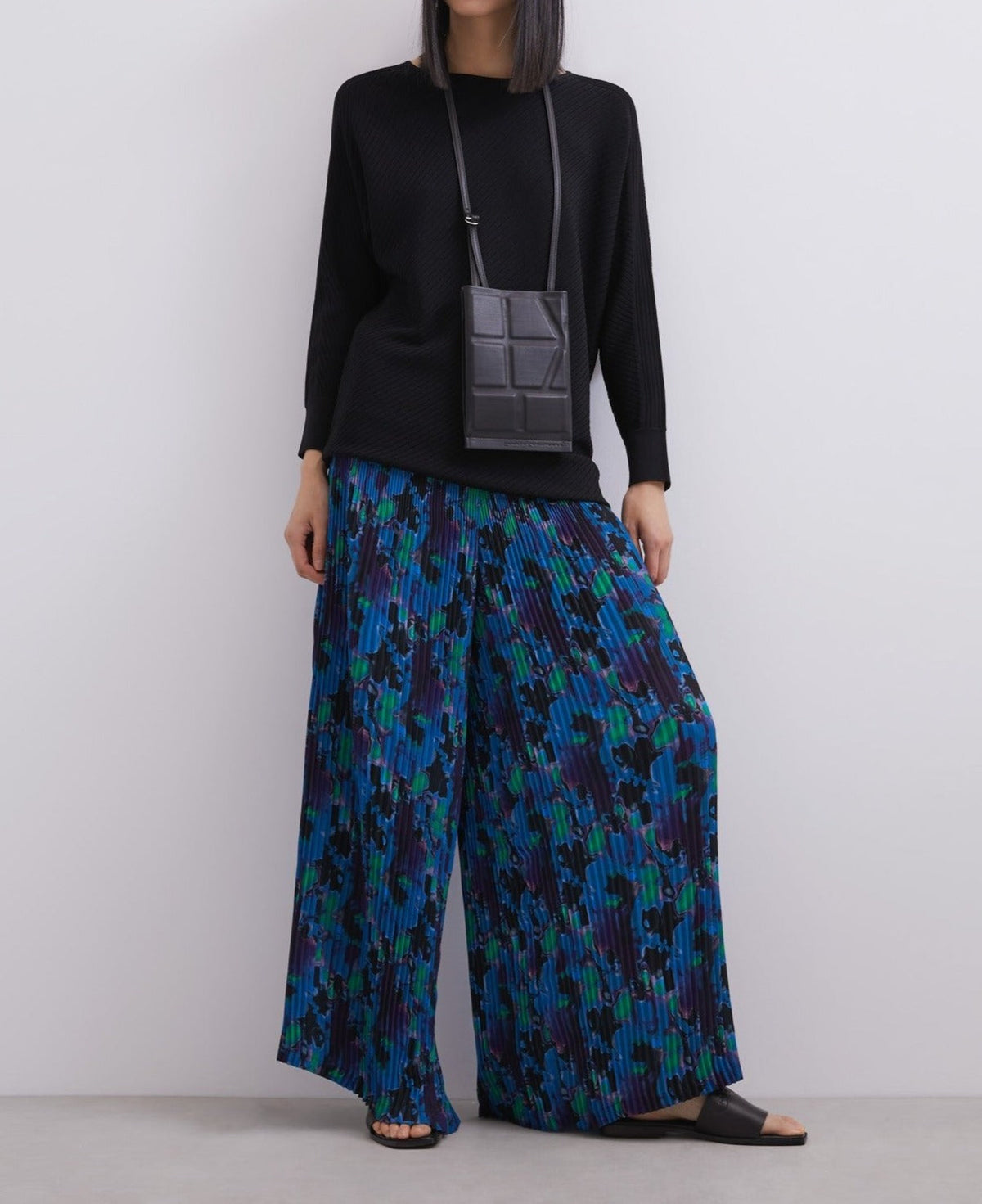 Women Jersey | Black Ribbed Knit Sweater With Bat Sleeve by Spanish designer Adolfo Dominguez