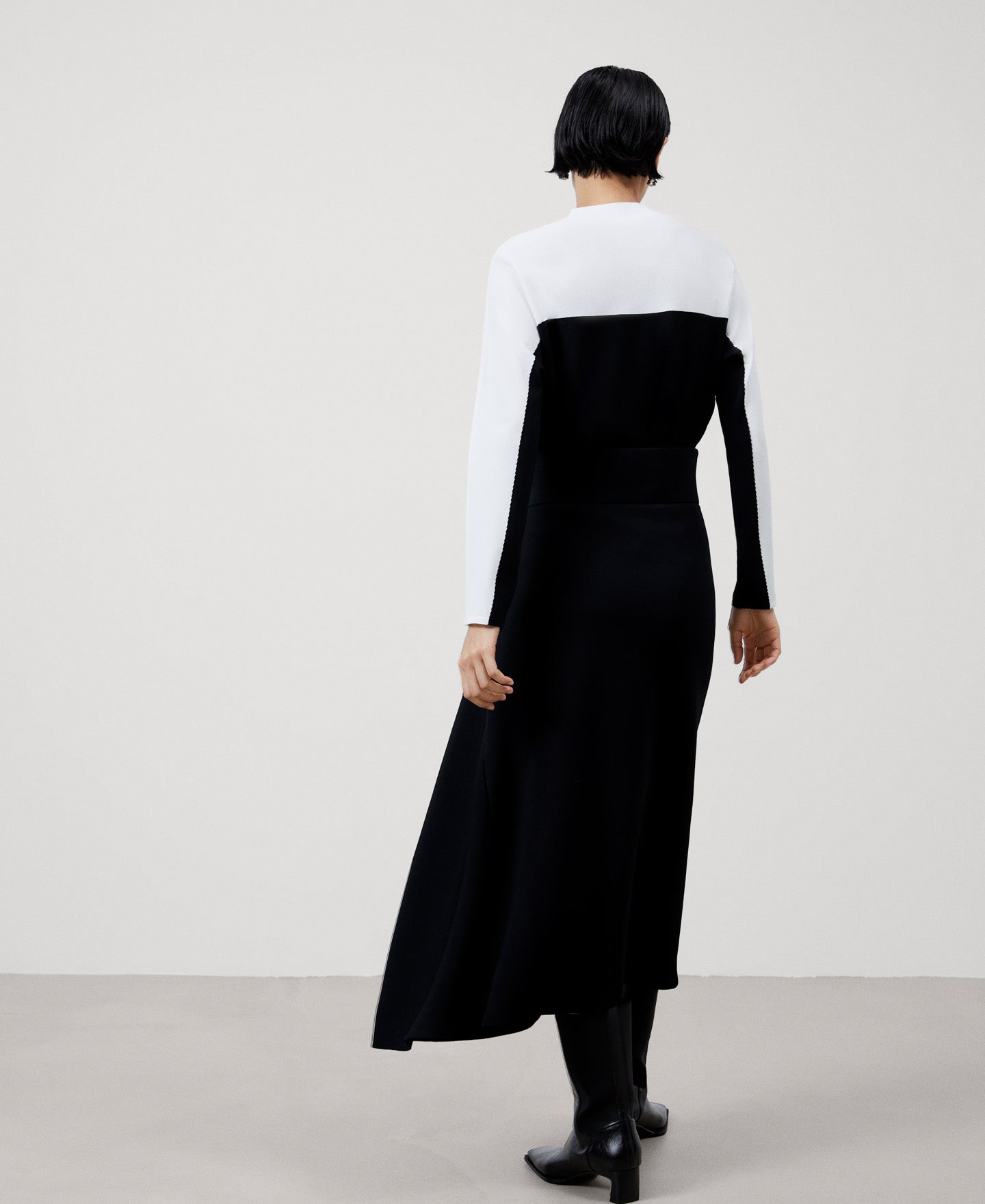 Women Skirt | Black Side Godet Knit Skirt by Spanish designer Adolfo Dominguez