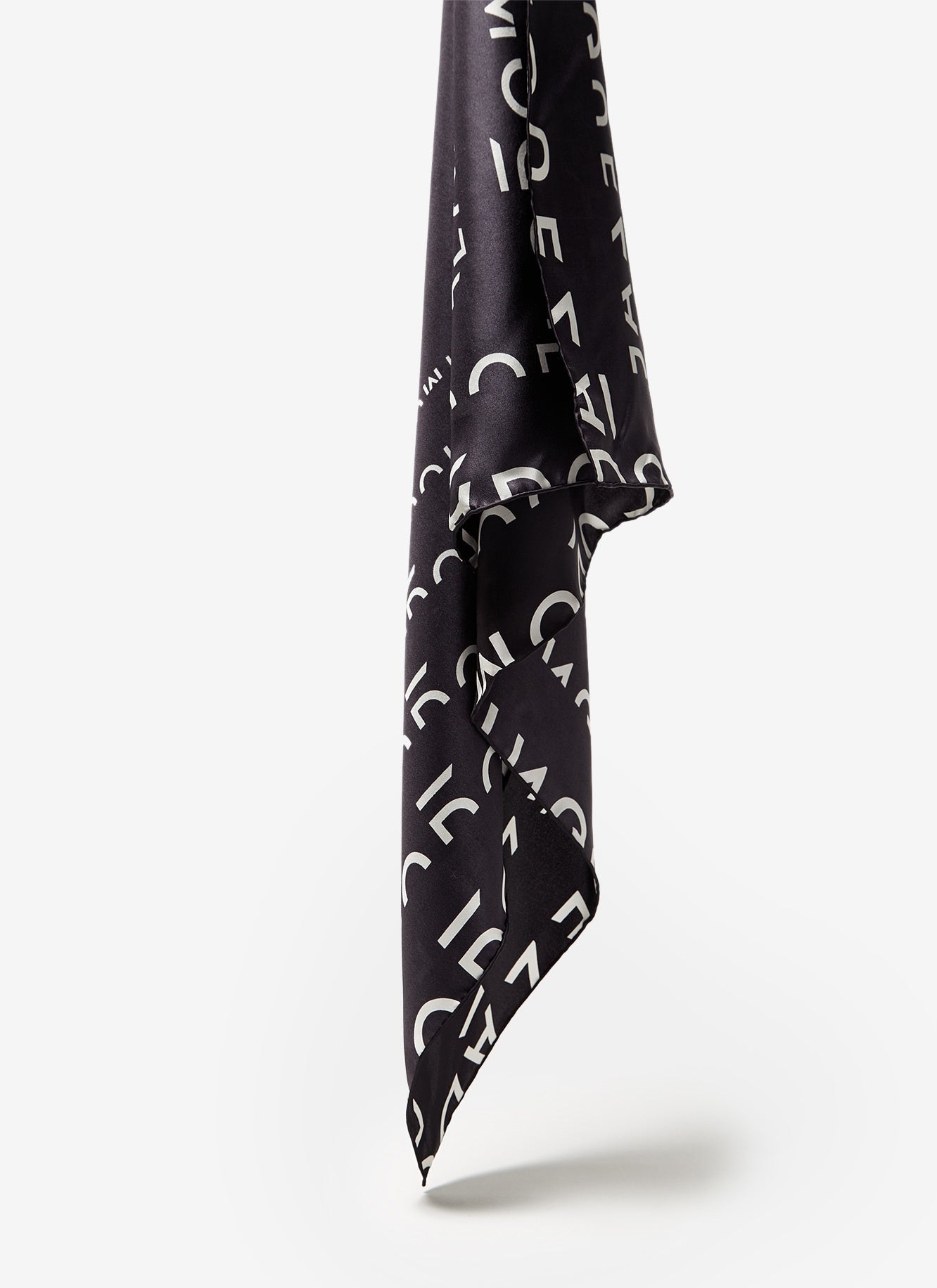 Women Handkerchief | Black Silk Scarf With Logo by Spanish designer Adolfo Dominguez
