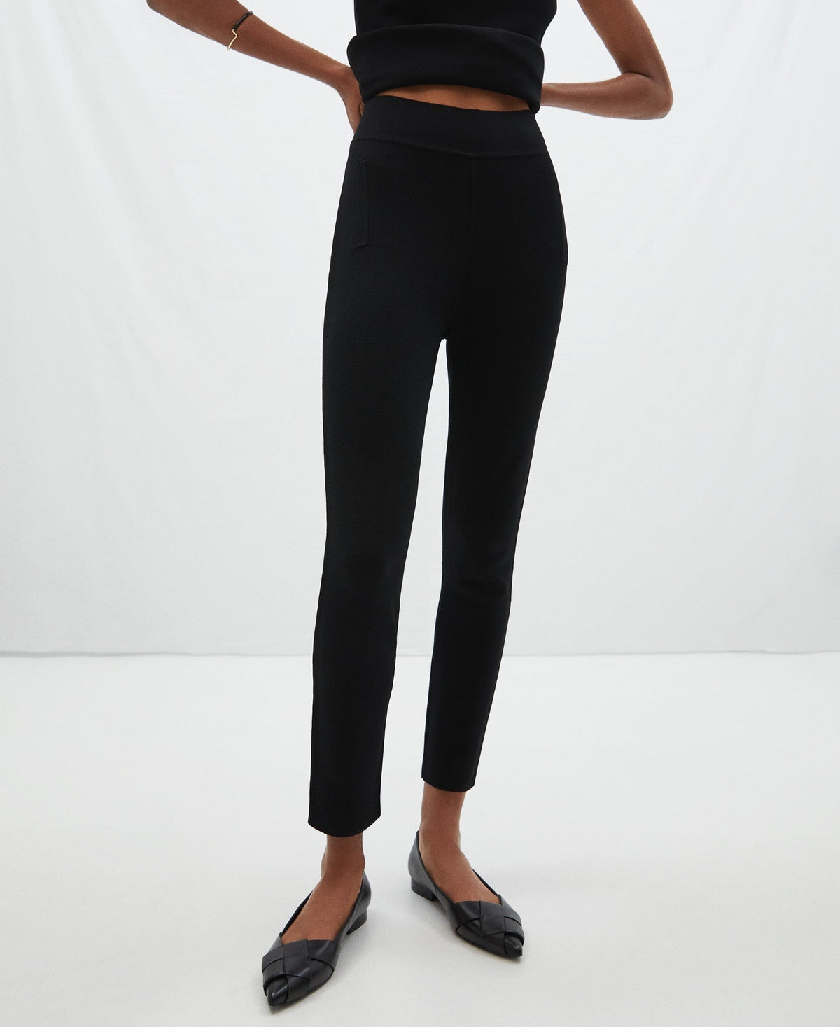 Women Trousers | Black Slim Fit Joggers In Viscose by Spanish designer Adolfo Dominguez
