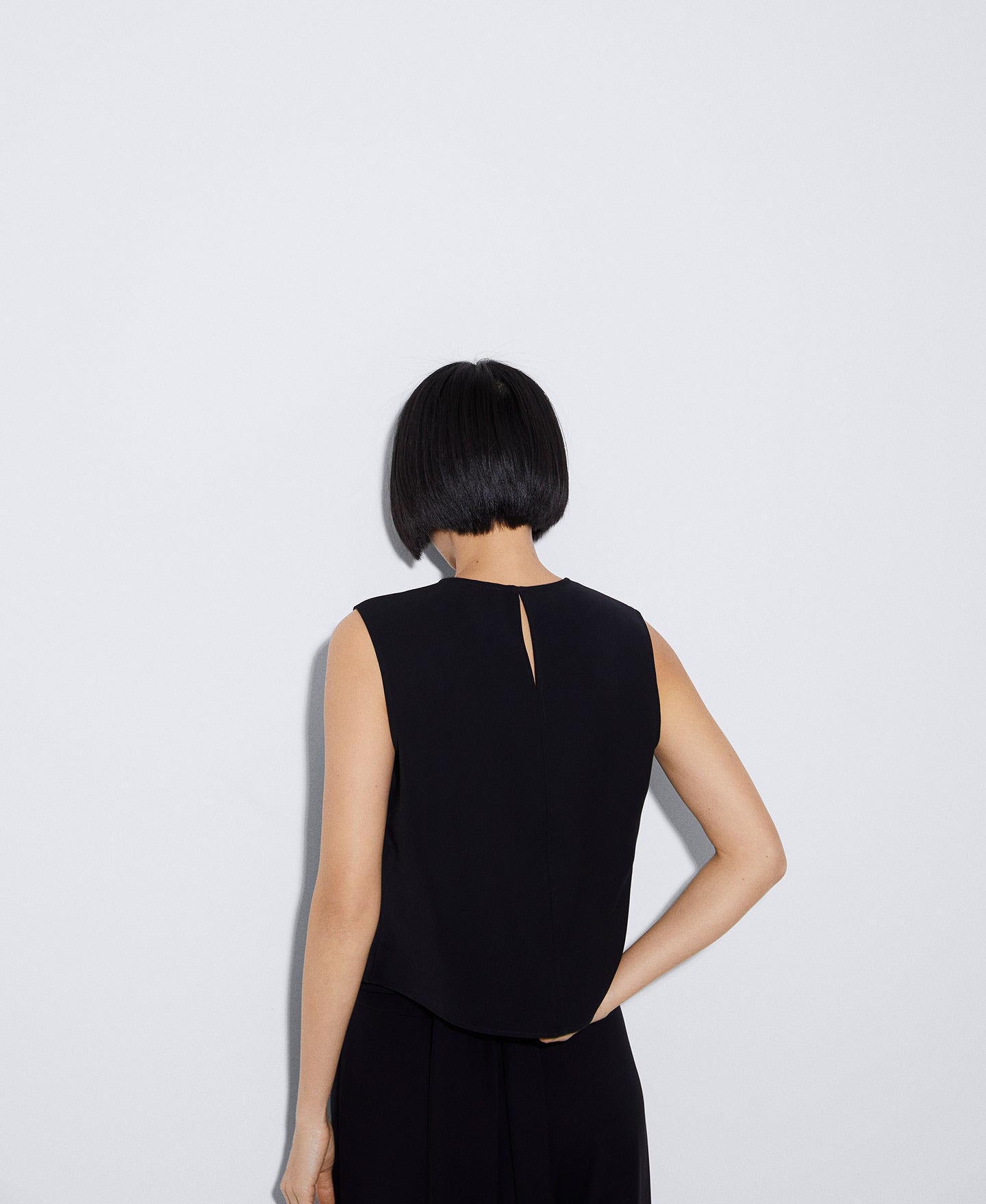 Women Top | Black Straight Top In Recycled Polyester by Spanish designer Adolfo Dominguez