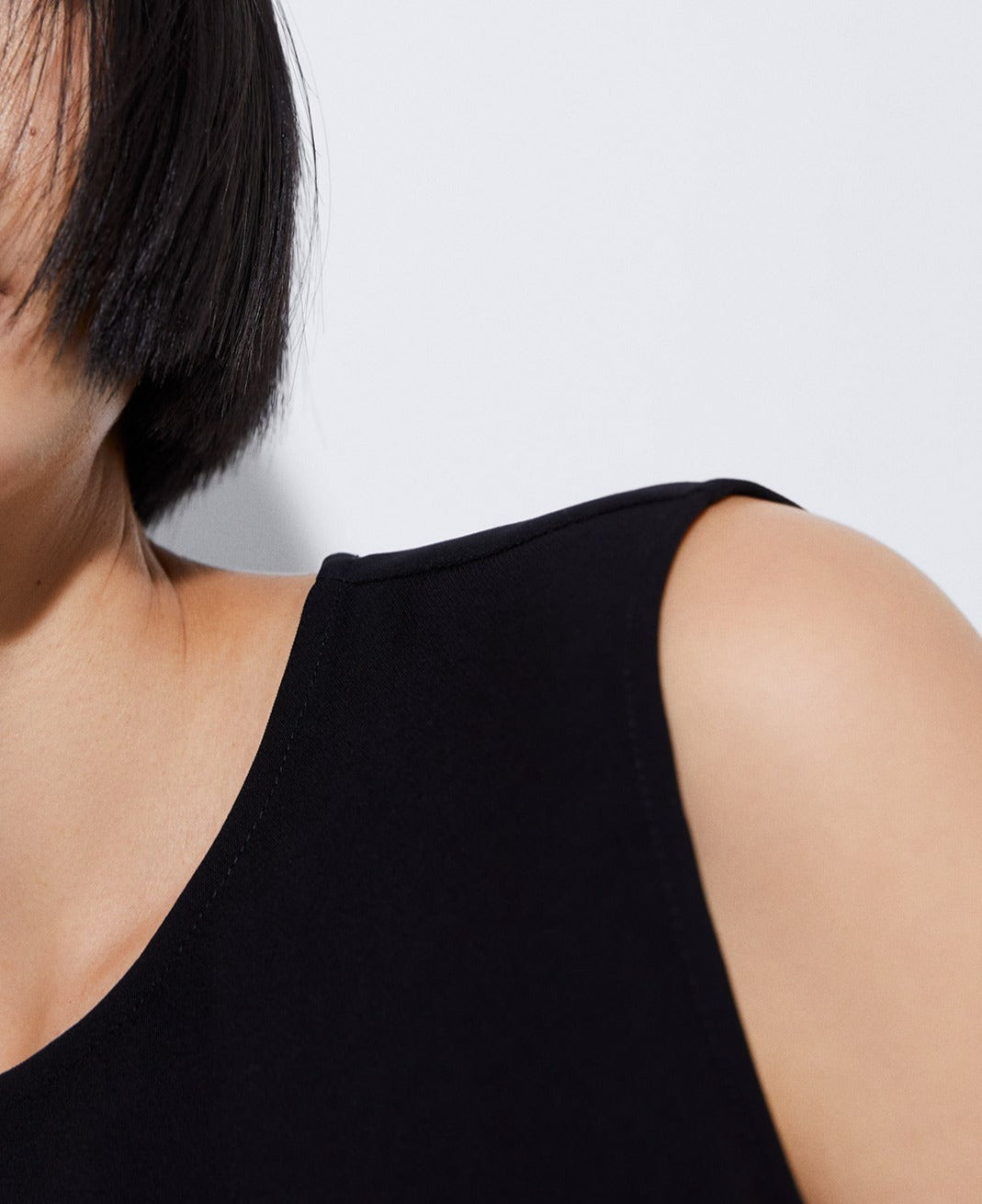Women Top | Black Straight Top In Recycled Polyester by Spanish designer Adolfo Dominguez